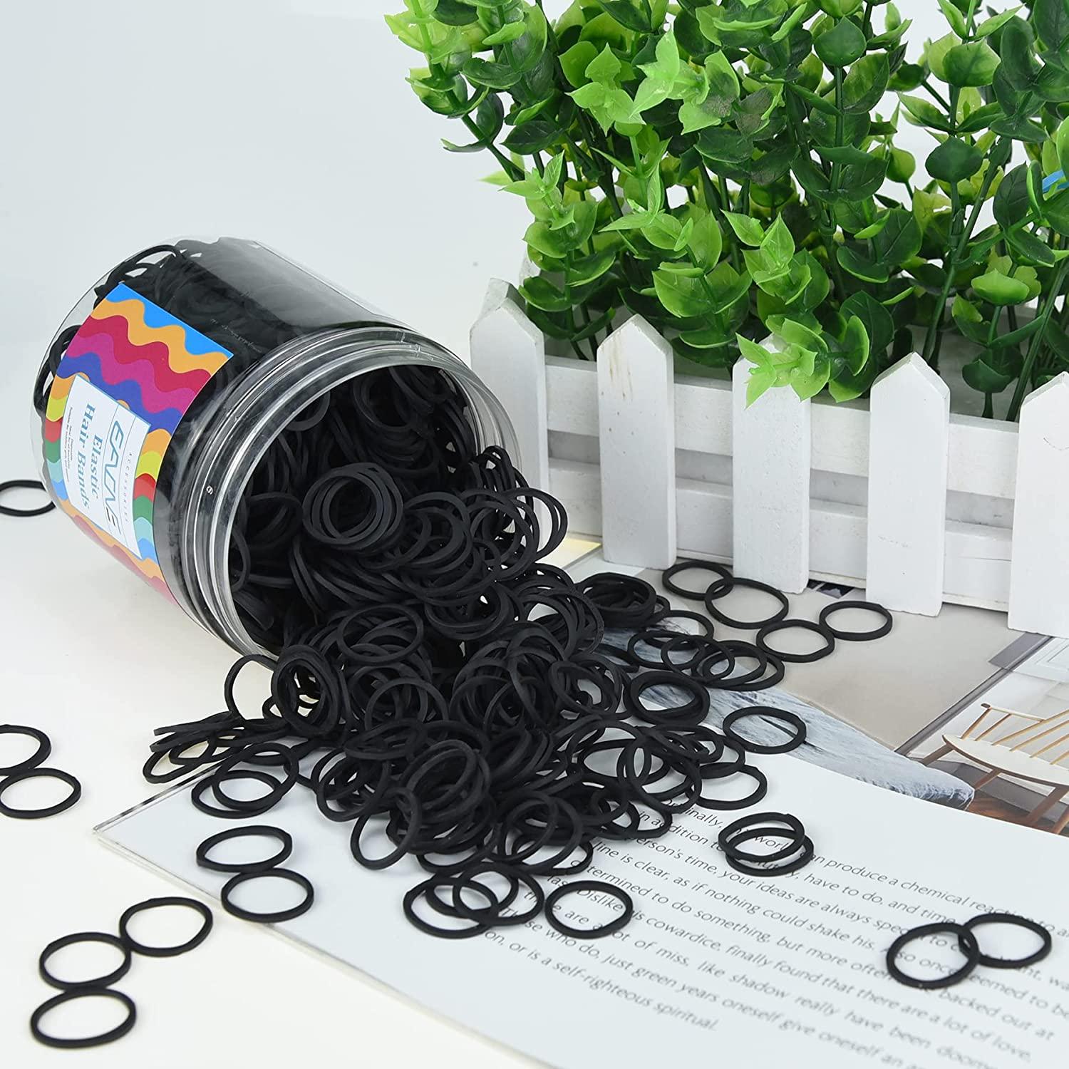 EAONE 1500Pcs Small Hair Bands Baby Hair Ties Tiny Elastics Rubber Bands  for Girls and Women with Box Packaged, Black 1500 Count (Pack of 1) Black