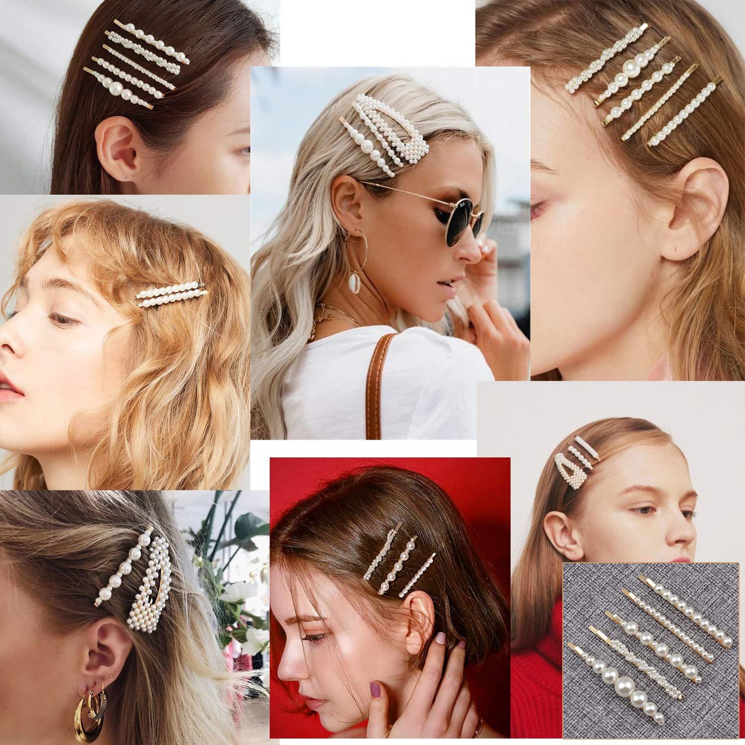 Warmfits Pearl Hair Clips 5pcs Elegant Hair Pins Barrettes White