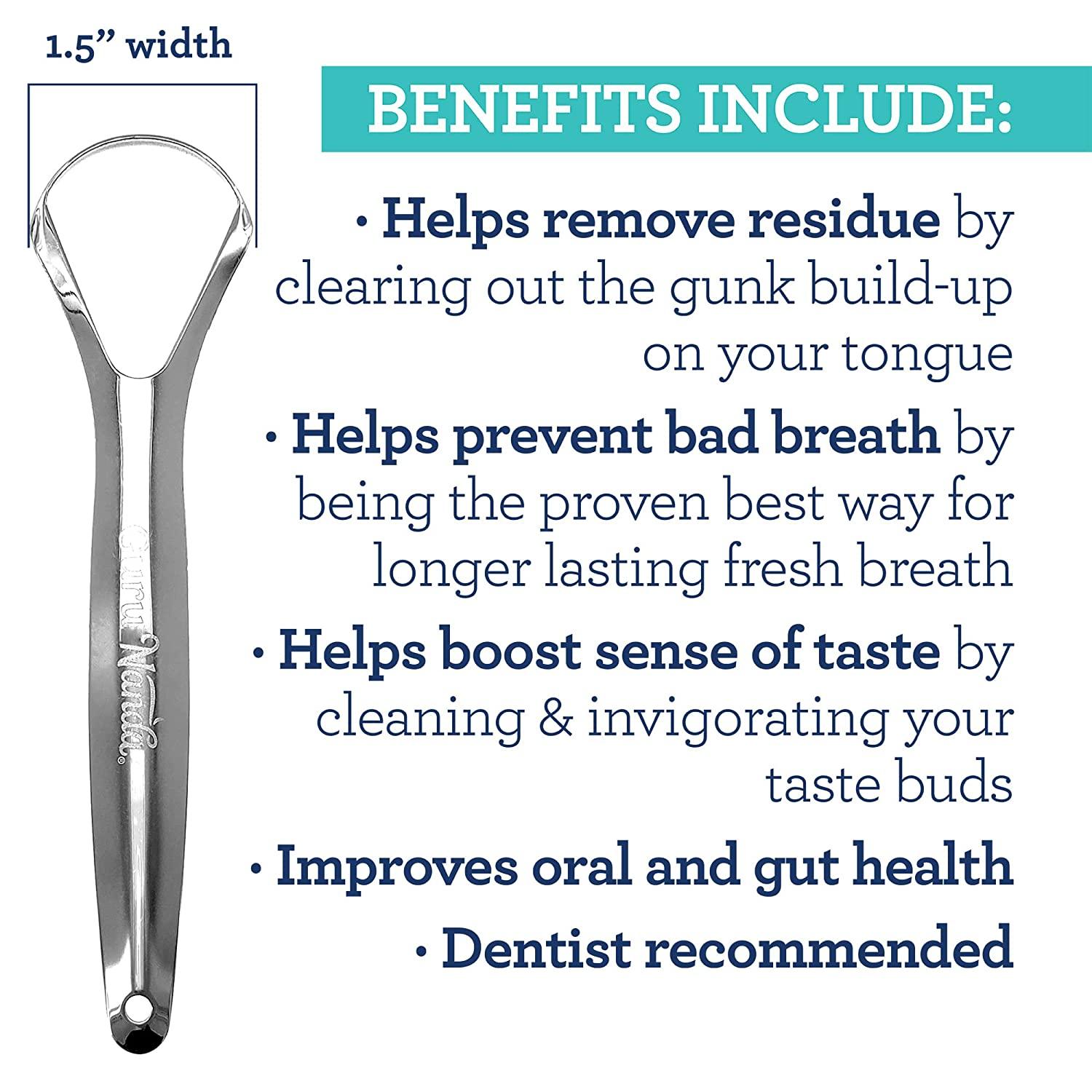 GuruNanda Stainless Steel Tongue Scraper (Pack of 2), Fight Bad Breath, Medical Grade 100