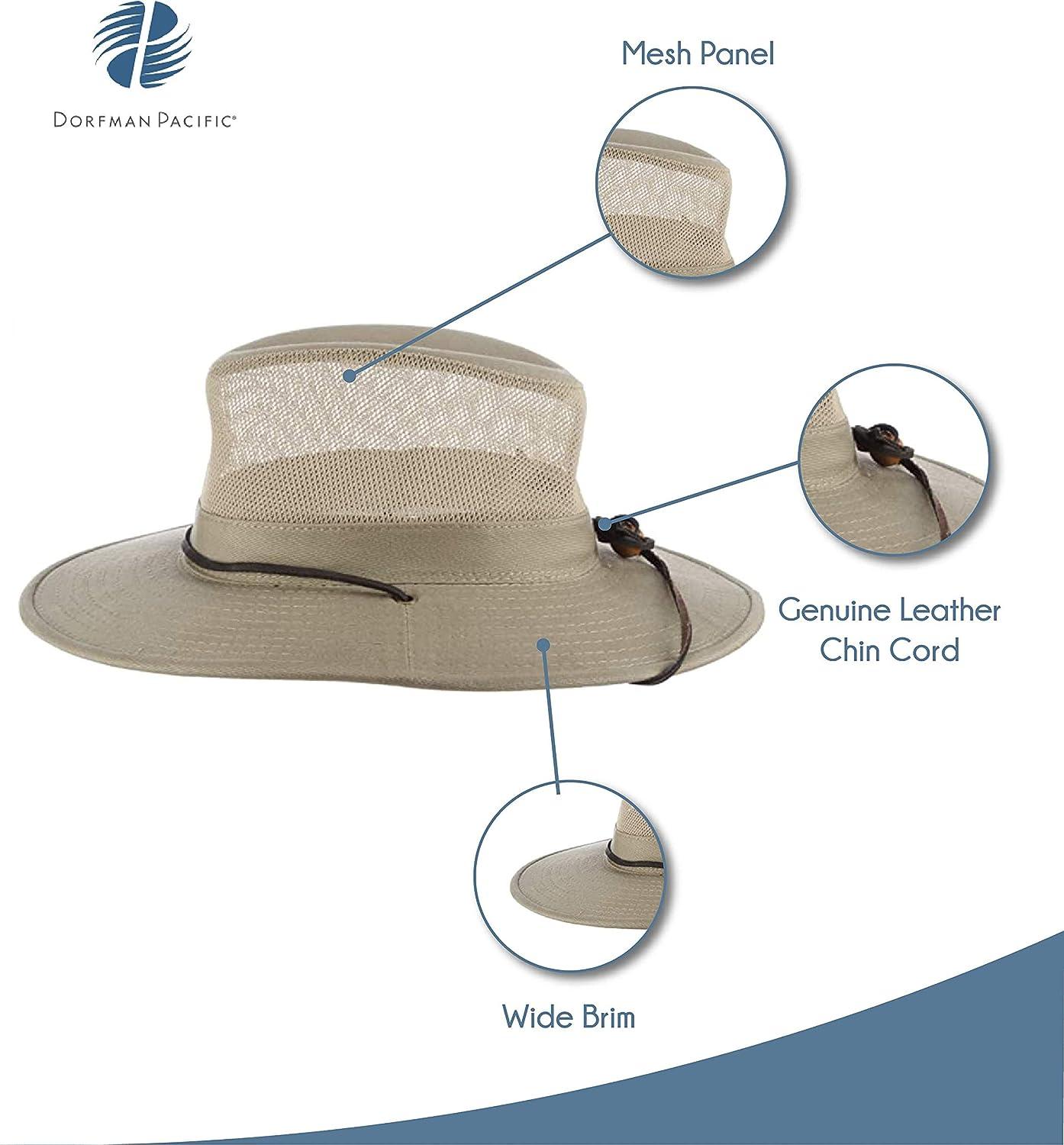 Dorfman Pacific Men's Brushed Twill-and-Mesh Safari Hat with
