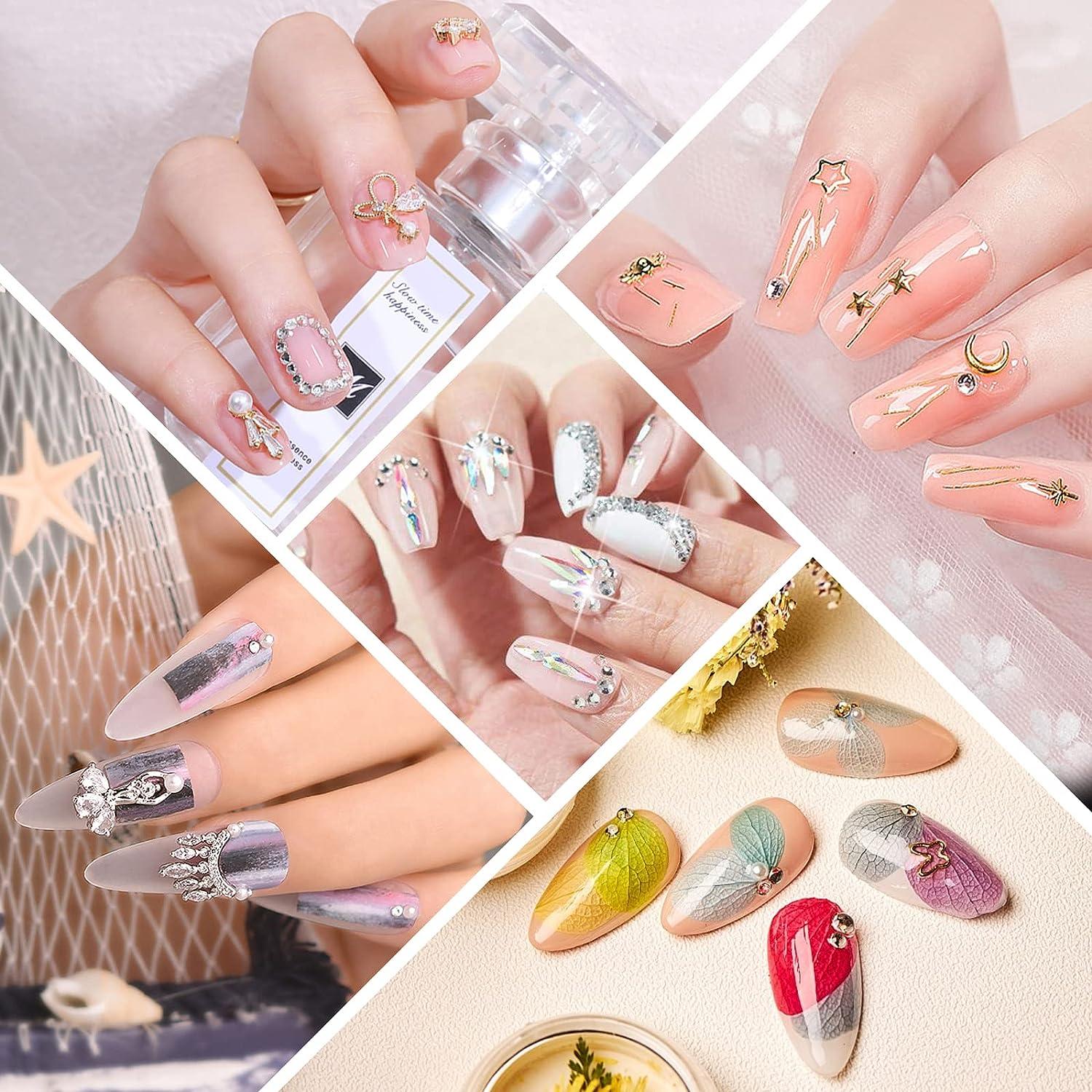 Nail Rhinestone Glue for Nails Art Glue for Rhinestones Gel Adhesive No  Wipe for Gem Stones Jewelry Charms with Nail Accessories (8ml+10ml)