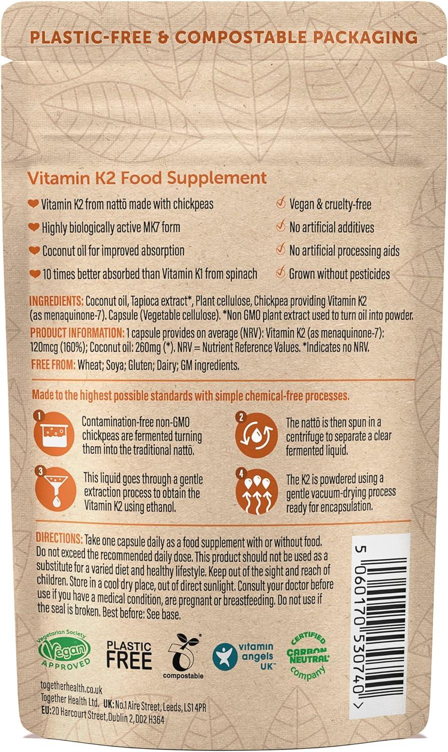 Vitamin K2 MK7 from Fermented Chickpeas Vegan Friendly Made in UK