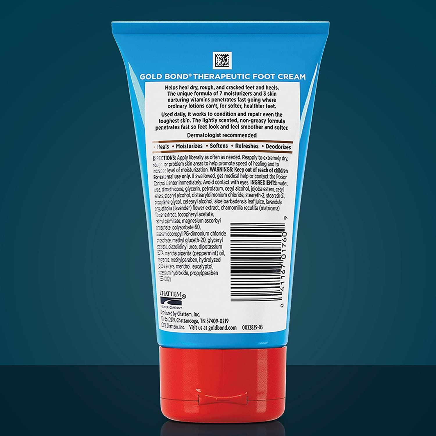 Gold Bond Therapeutic Foot Cream, Triple Action Relief for Dry Skin, 4