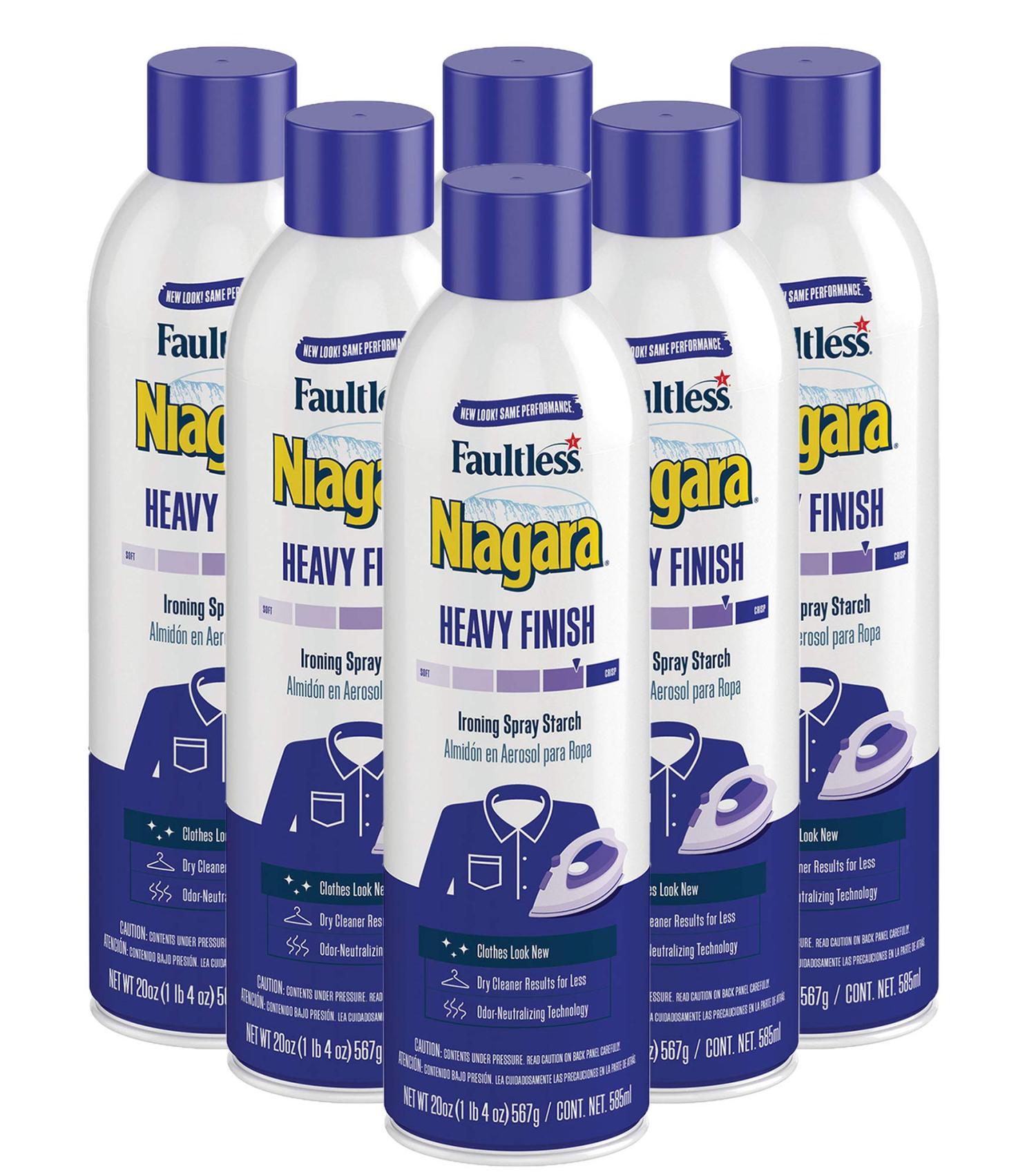 Heavy Starch Spray (20 oz, 6Pack) Niagara Heavy Finish Liquid Starch Iron Aid Spray Pack for