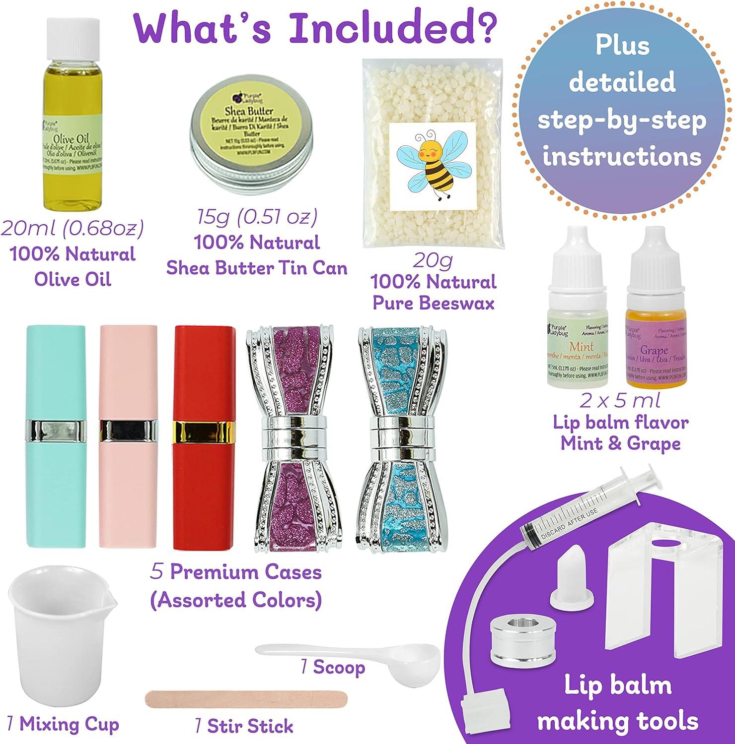 PURPLE LADYBUG Make Your Own Lip Balm DIY Kits for Girls - Unique Lip Balm  Making Kit Crafts for Girls Ages 8-12 & Teen Crafts - Great Easter Gifts  for Girls 