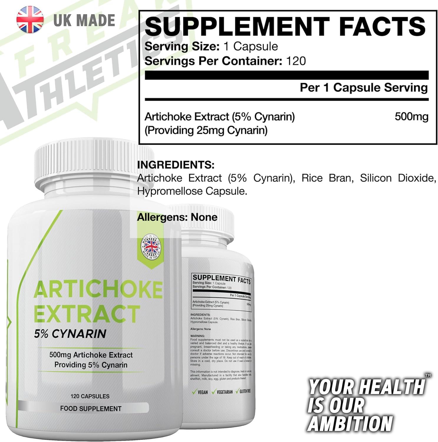 Artichoke Extract 500mg 5 Cynarin Providing 25mg Cynarin Per Capsule 120 Capsules UK Made