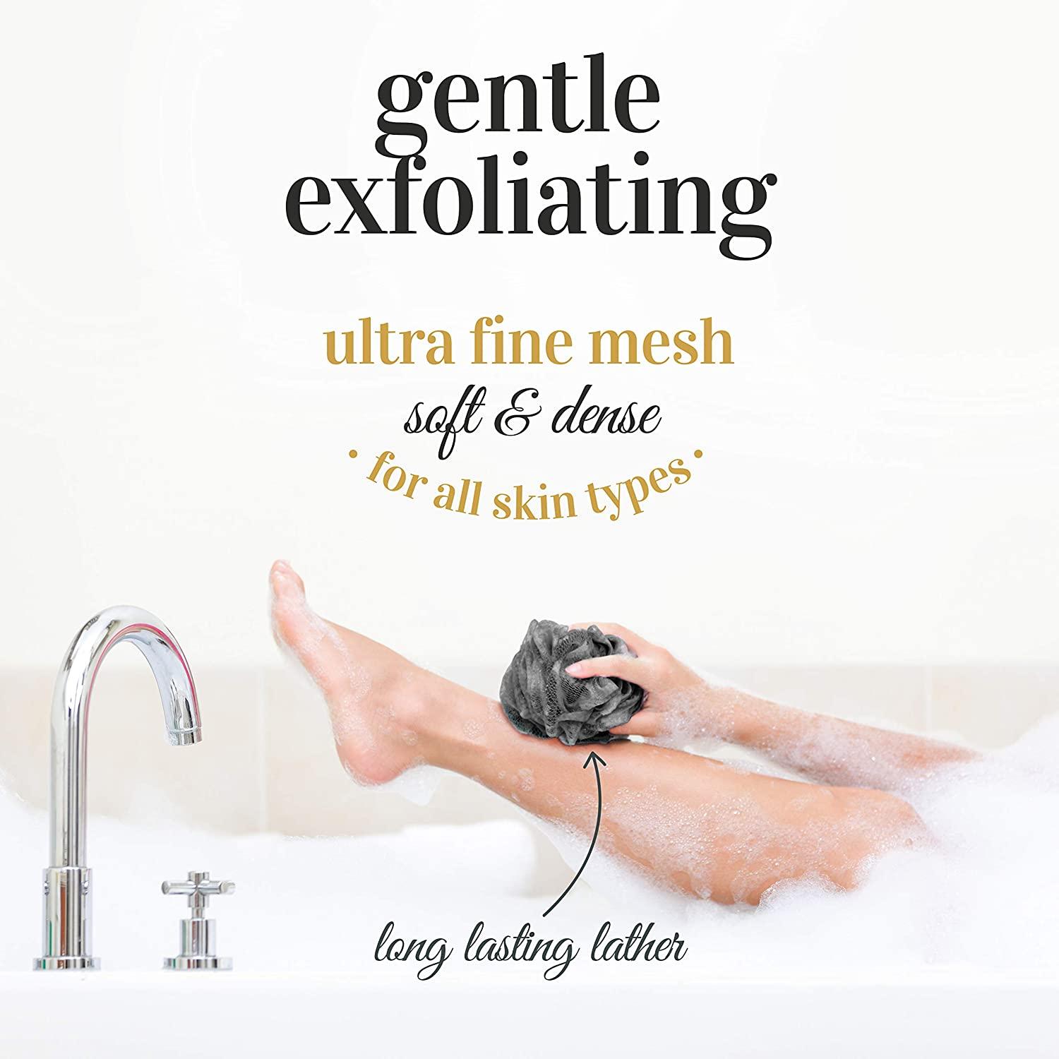 MainBasics CharcoalInfused Bath Shower Loofah Sponge Pouf Body