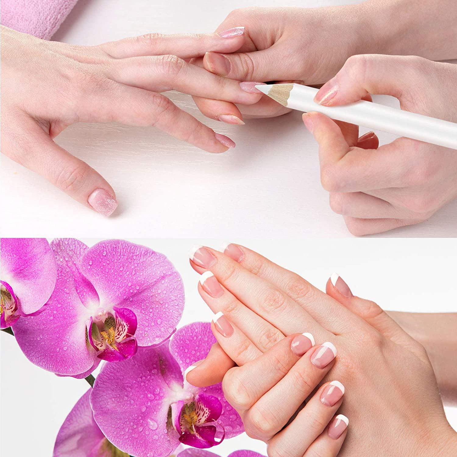 Nail Whitening Pencil 2-in-1 White Nail Pencil DIY Nail Design Manicure  with Cuticle Pusher