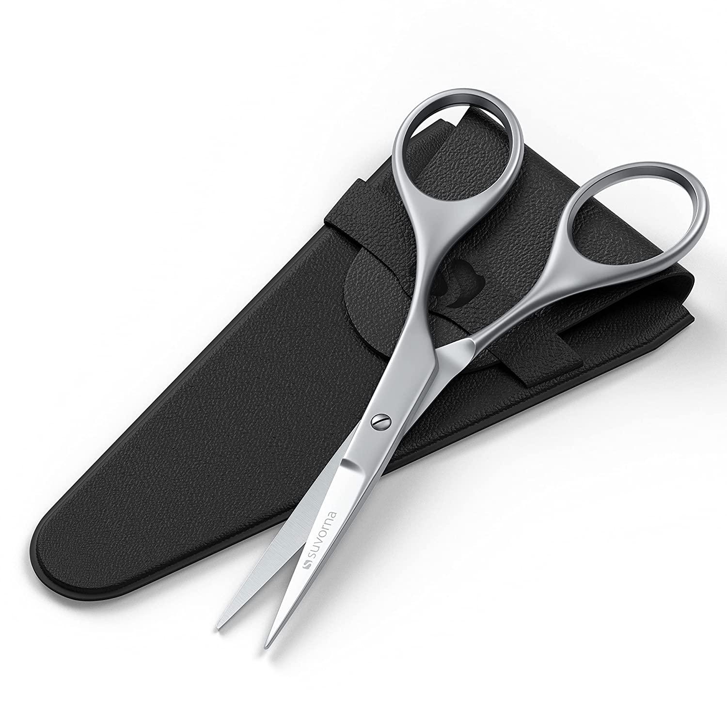 Suvorna 4.5" Mustache Scissors For Men Beard Scissors Beard Grooming