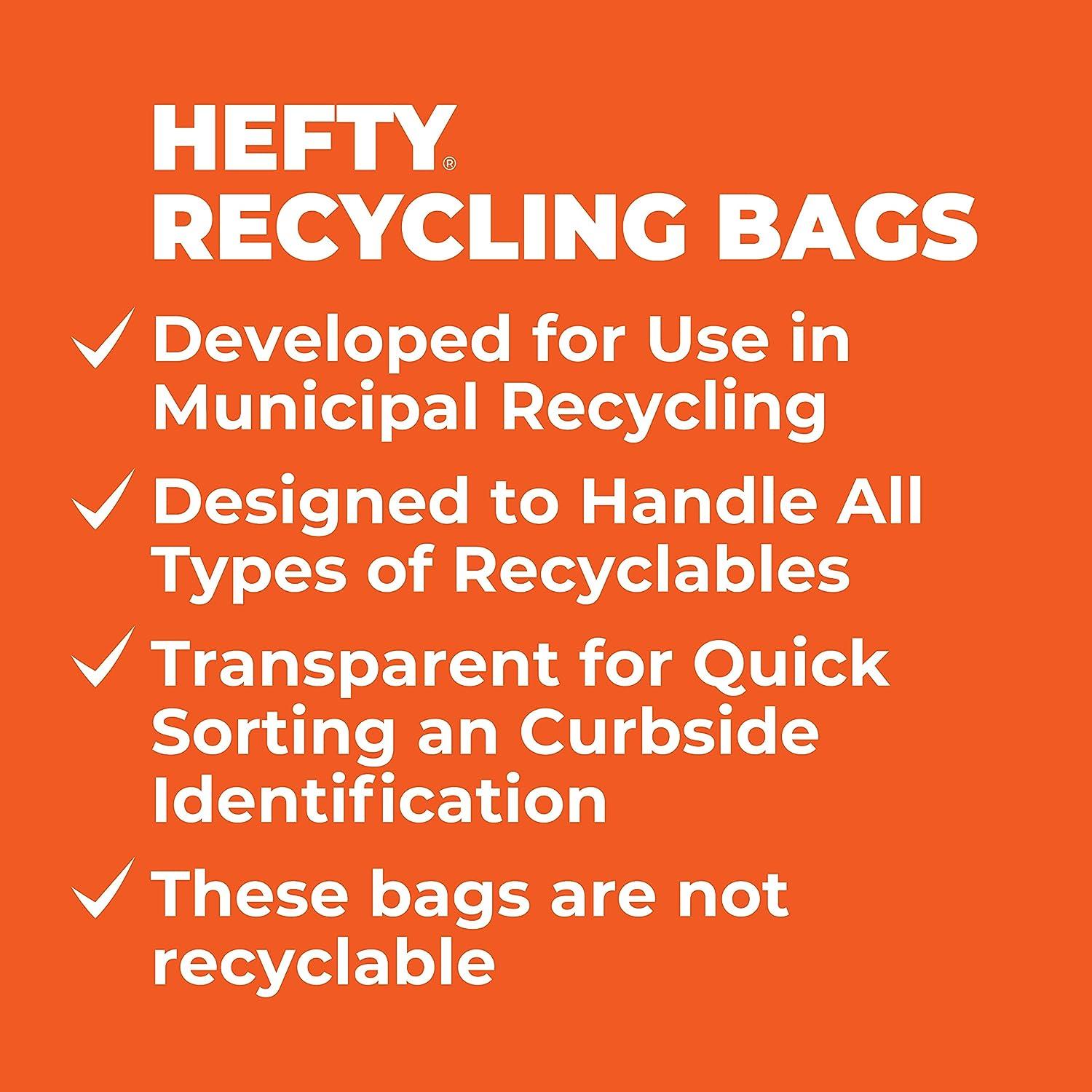 Hefty Recycling Trash Bags, Clear, 13 Gallon, 60 Count Packaging May Vary
