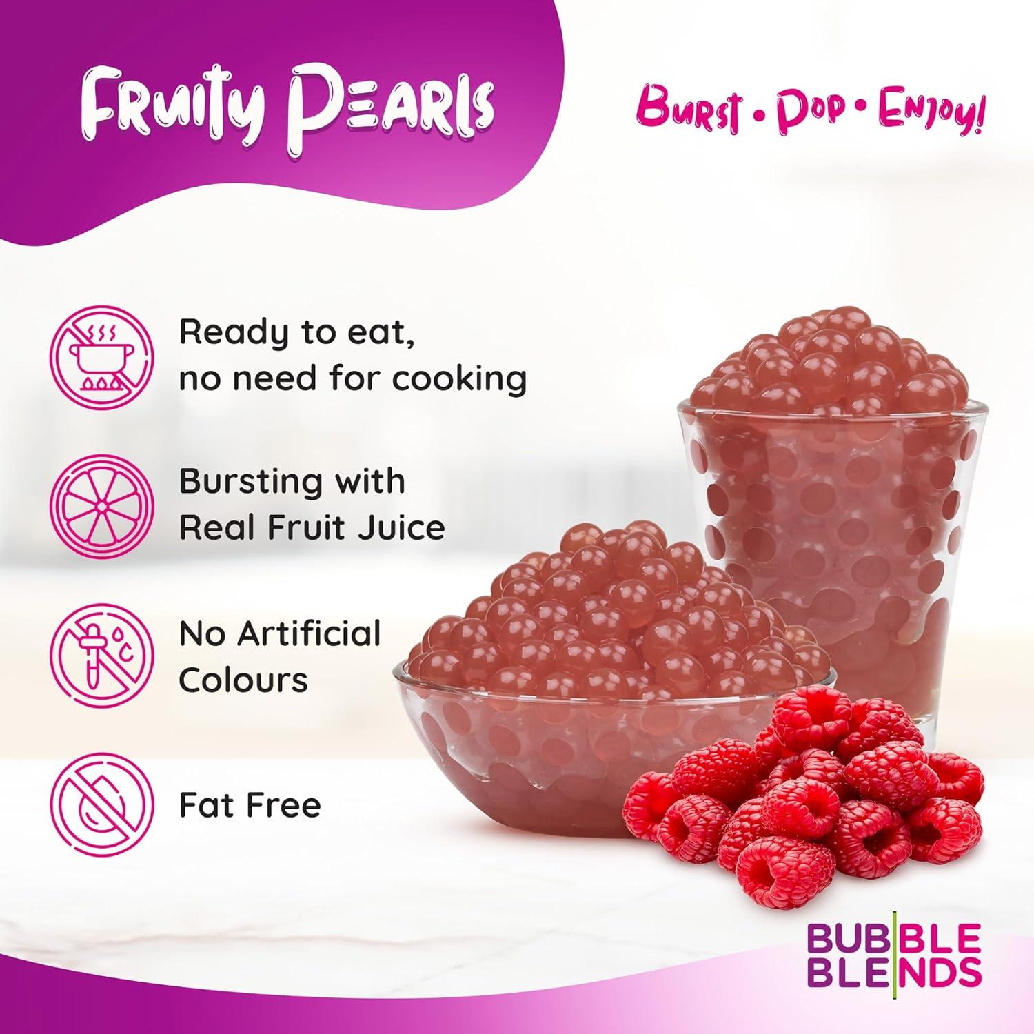 Bubble Blends Raspberry Popping Boba (1kg) - Boba Balls with Real Fruit  Juice - 100% Fat-Free (Serves 10) - Boba Pearls for Bubble Tea Drink Sinkers  or Dessert Toppings 1kg (Pack of 1)