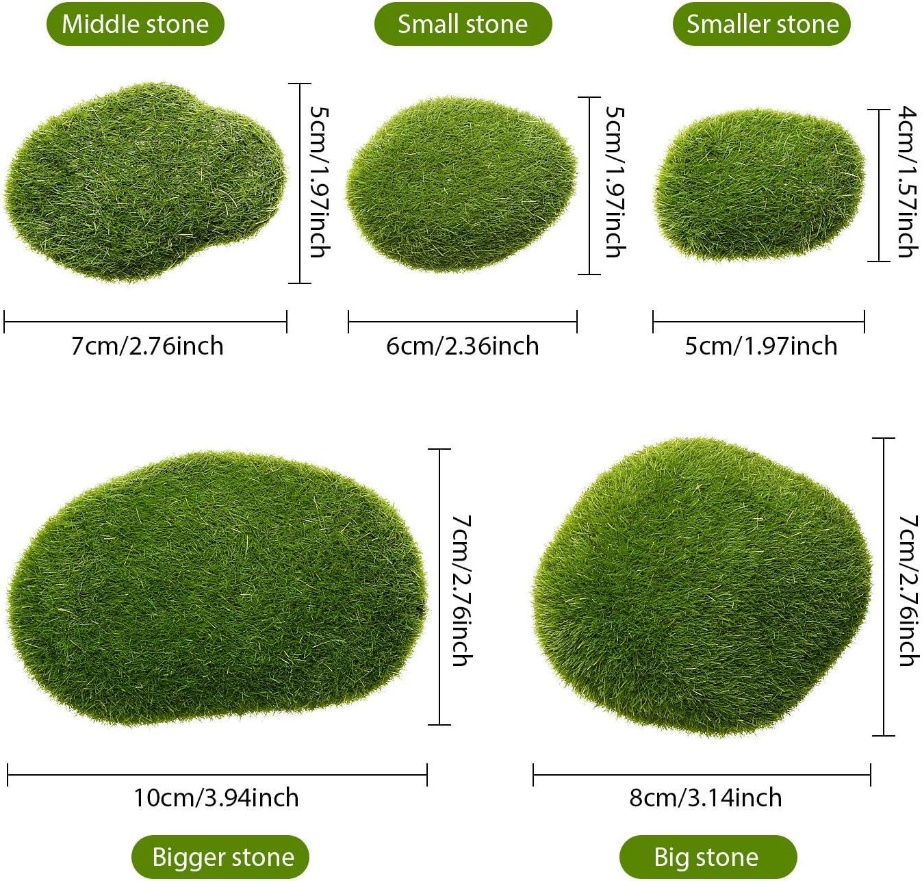 TecUnite 20 Pieces Artificial Moss Rocks Decorative Faux Green Moss