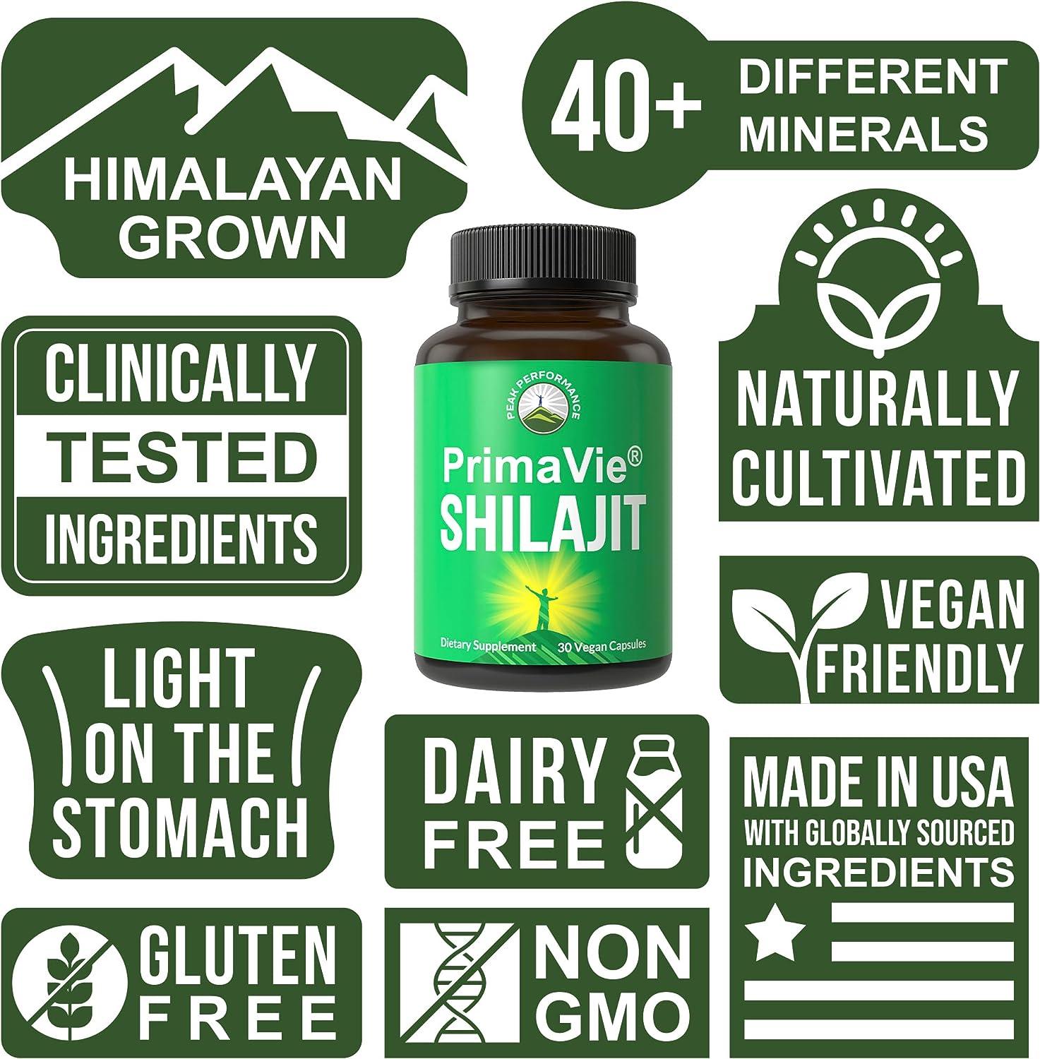PrimaVie Purified Shilajit Capsules Made with Pure Shilajit Powder