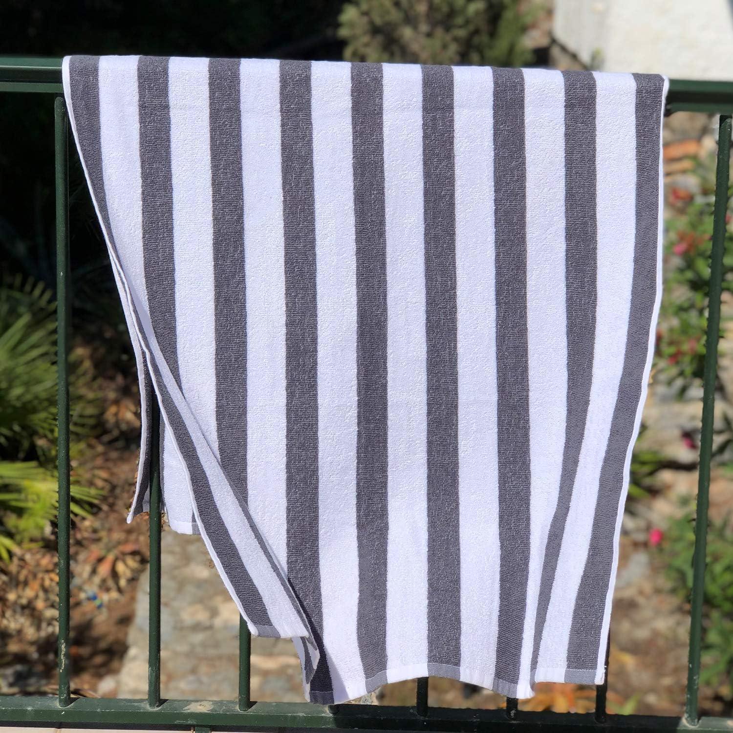 Dark Grey Stripe 30x60 Las Rayas Beach Pool Towels Ring Spun