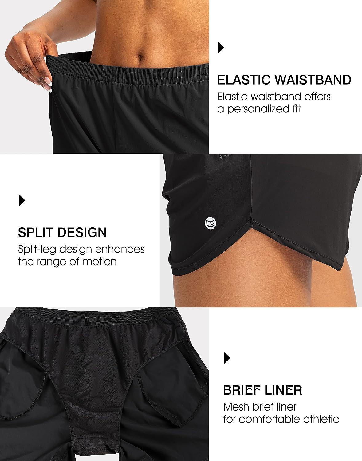 G Gradual Women's Running Shorts with Zipper Pockets Quick Dry Athletic  Workout Gym 3 Shorts for Women with Comfy Liner Black Large