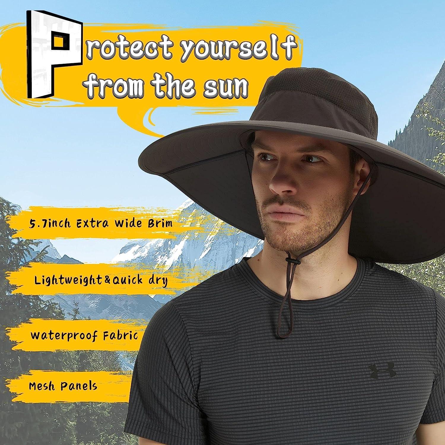 HLLMAN Super Wide Brim Sun Hat-UPF 50+ Protection,Waterproof Bucket Hat for  Fishing, Hiking, Camping,Breathable Nylon & Mesh Dark Grey