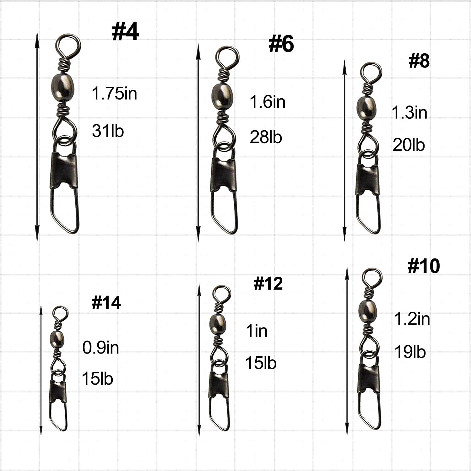Fishing Barrel Swivel with Nice Snap-100pcs Fishing Connector Snap Swivels  Solid Rings Fishing High Strength Fishing Accessories Fishing Tackle  (Black/Gold) BLACK #14-100pcs
