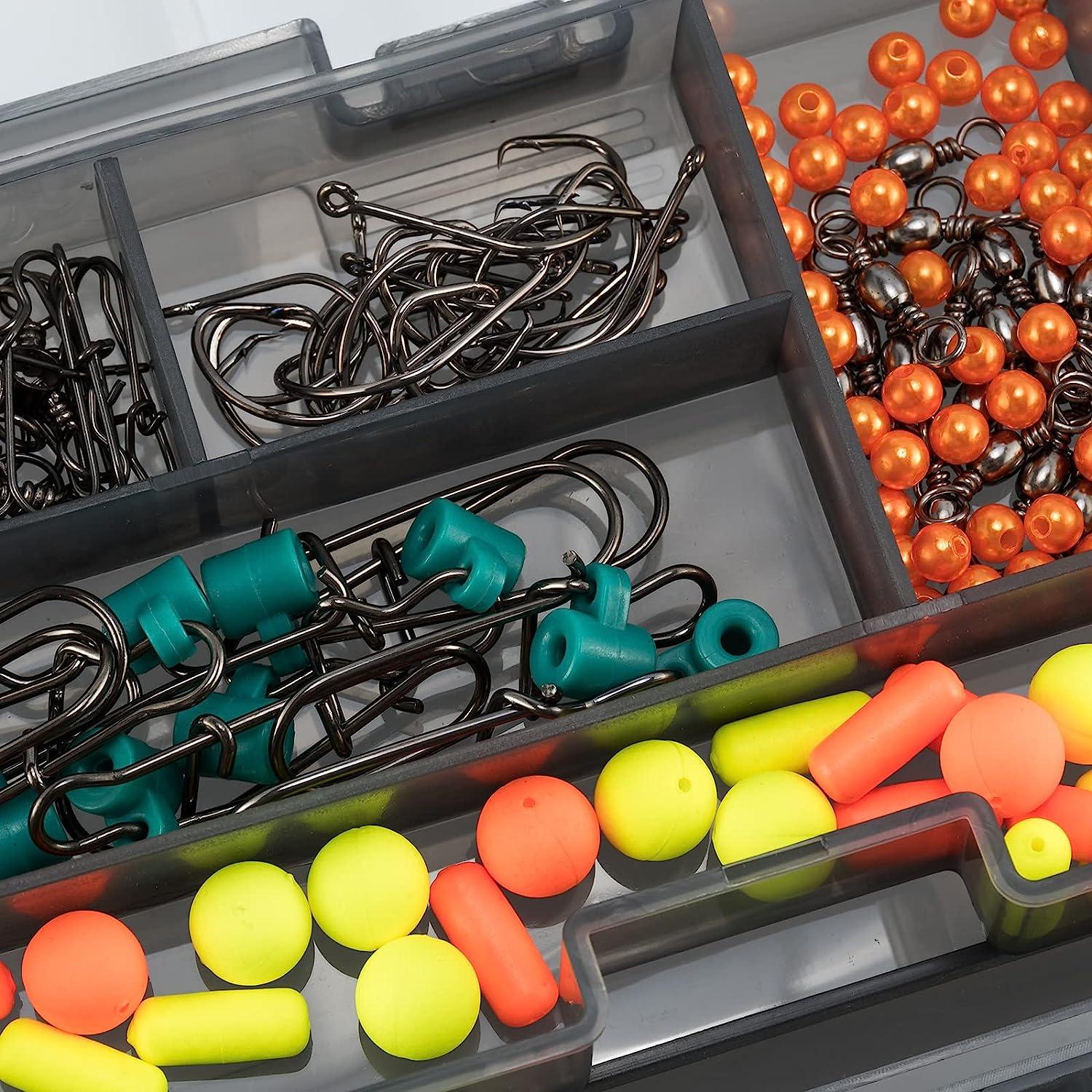 Dr.Fish Surf Fishing Tackle Kit 269 Piece Saltwater Lures Set with Box Bucktail Jigs