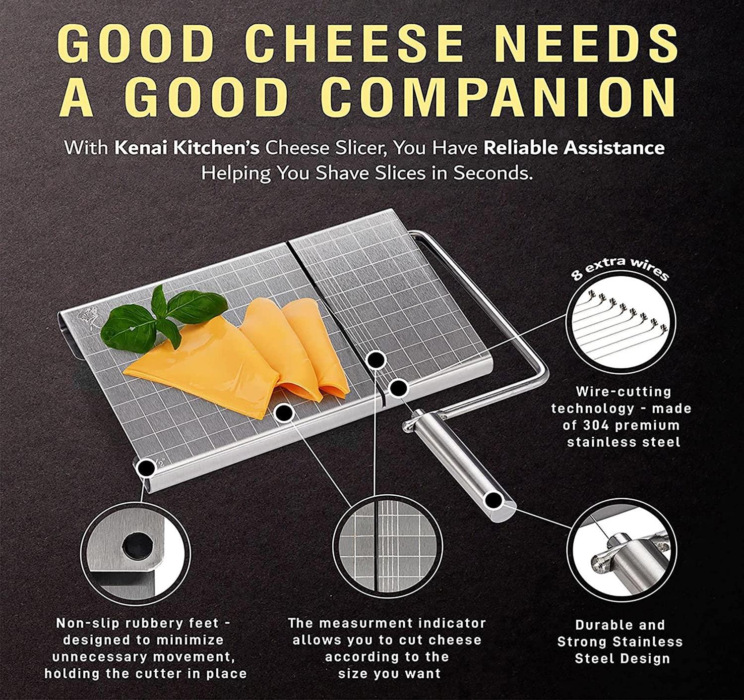 Cheese Slicer with Wire Accurate Size Scale, Ideal for Charcuterie
