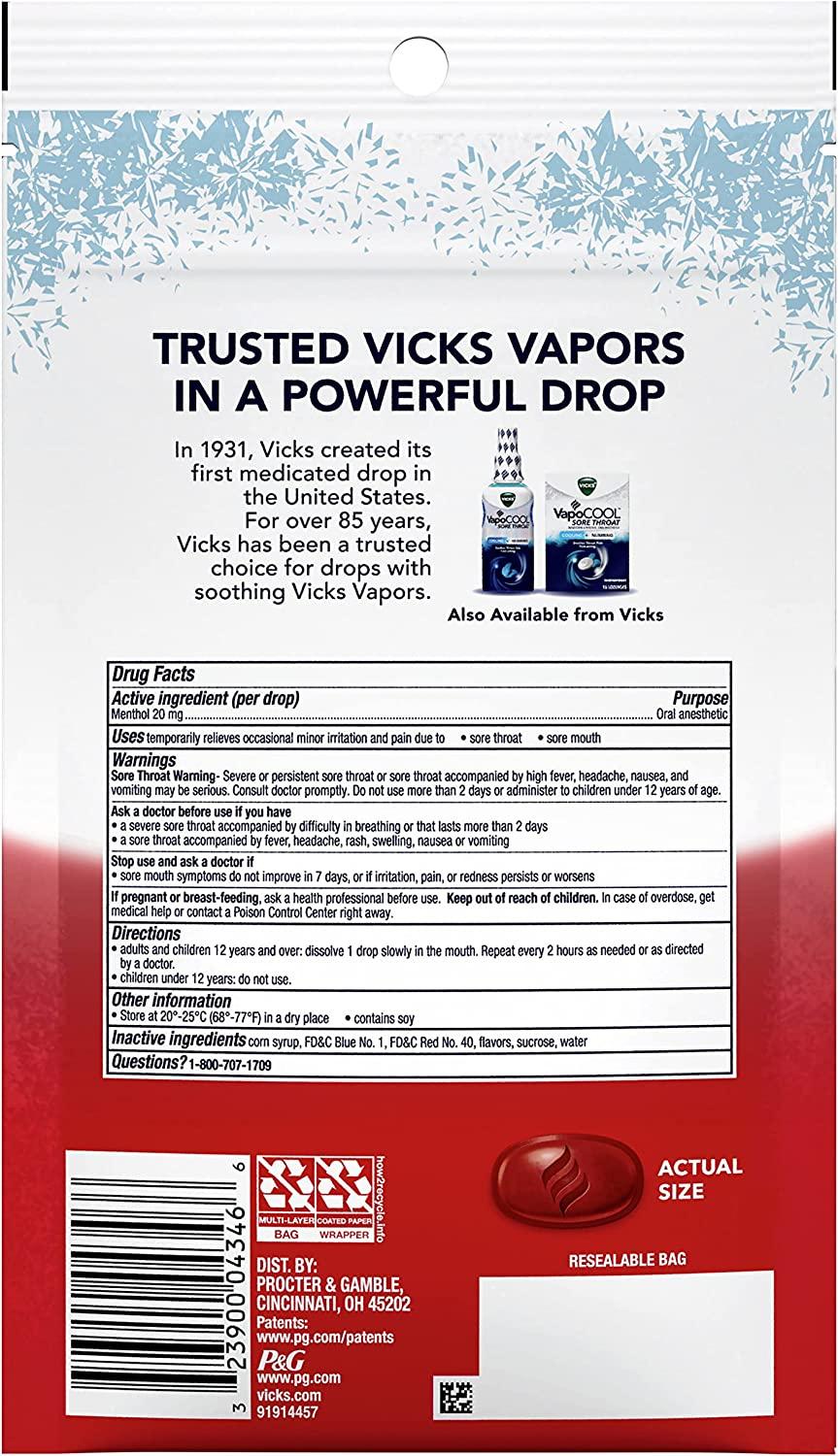 Vicks VapoCOOL Severe, Medicated Drops, Soothes Sore Throat Pain Caused