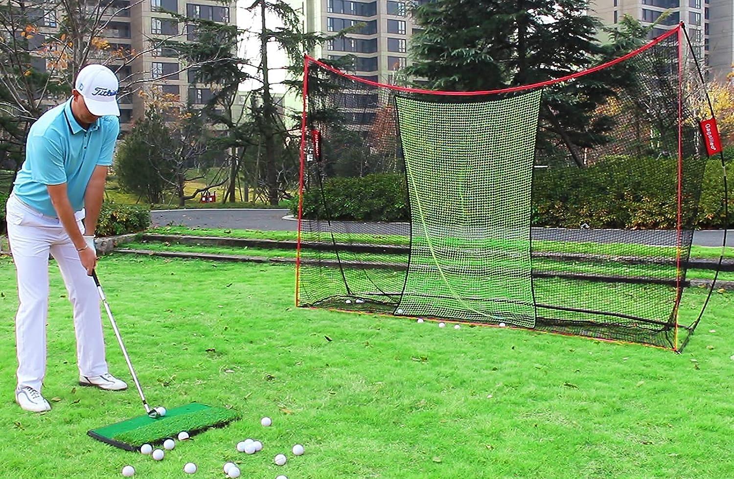 Golf Net with Mat,Golf Hitting Net with Turf,10x7ft Golf Practice Net