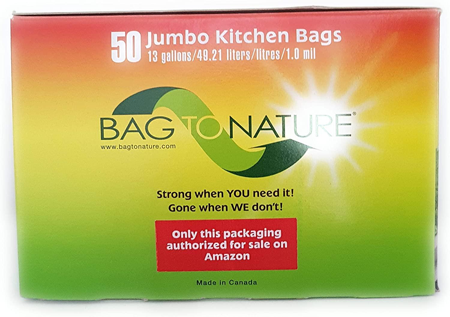 Compostable Tall Kitchen Bags 50 Pack Eco-Friendly Waste