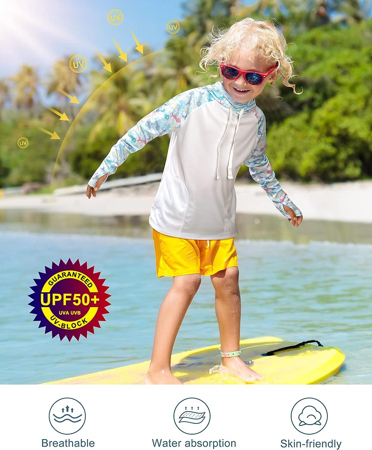 Roadbox UPF50+ Kids Sun Shirts - Long Sleeve Sun Protection Hoodie for  Fishing Water Beach Sports Masklight Blue X-Large