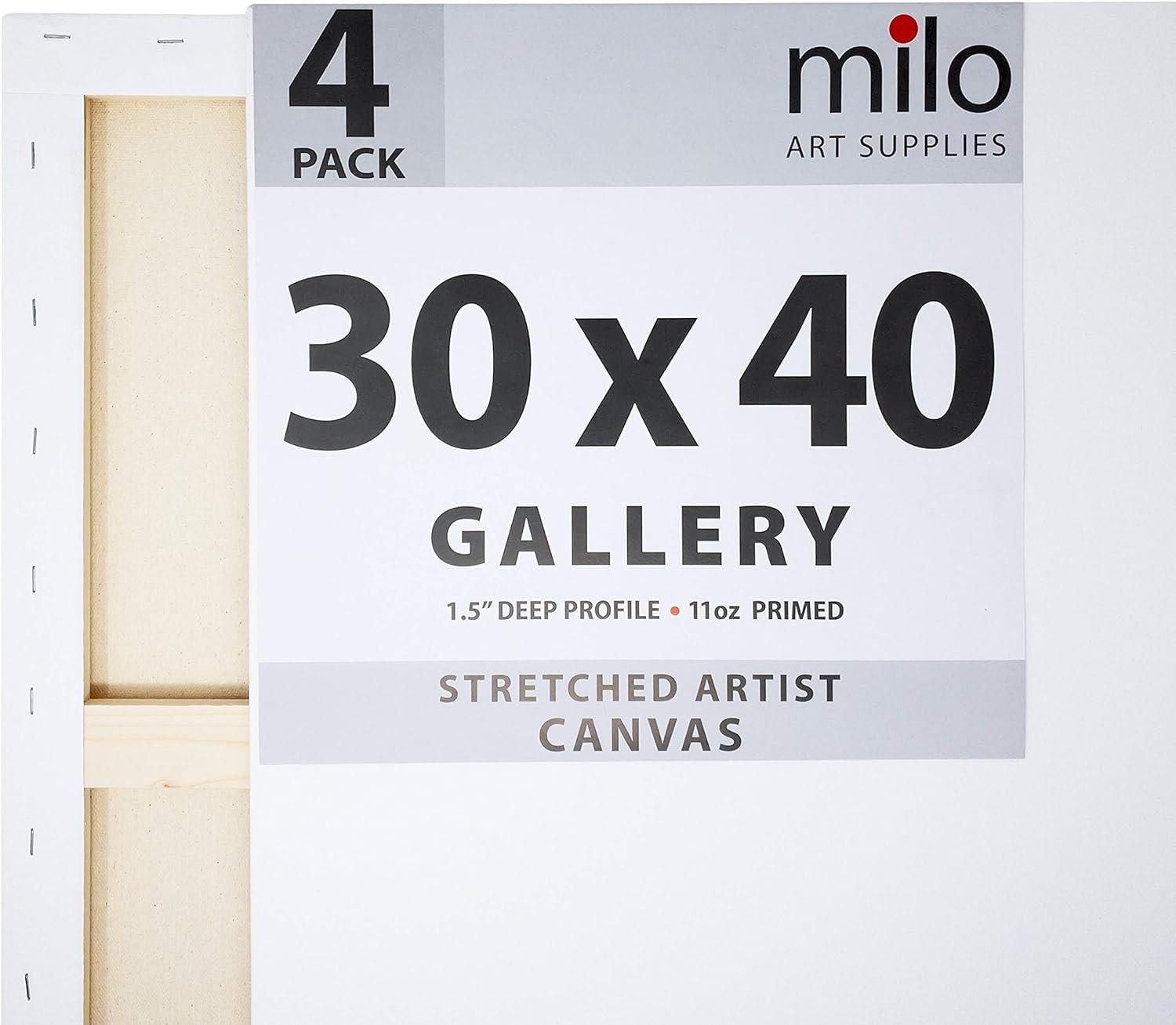Milo Stretched Artist Canvas | 12x16 inch | Value Pack of 6 Canvases for Painting, Primed & Ready to Paint Art Supplies for Acrylic, Oil, Mixed Wet