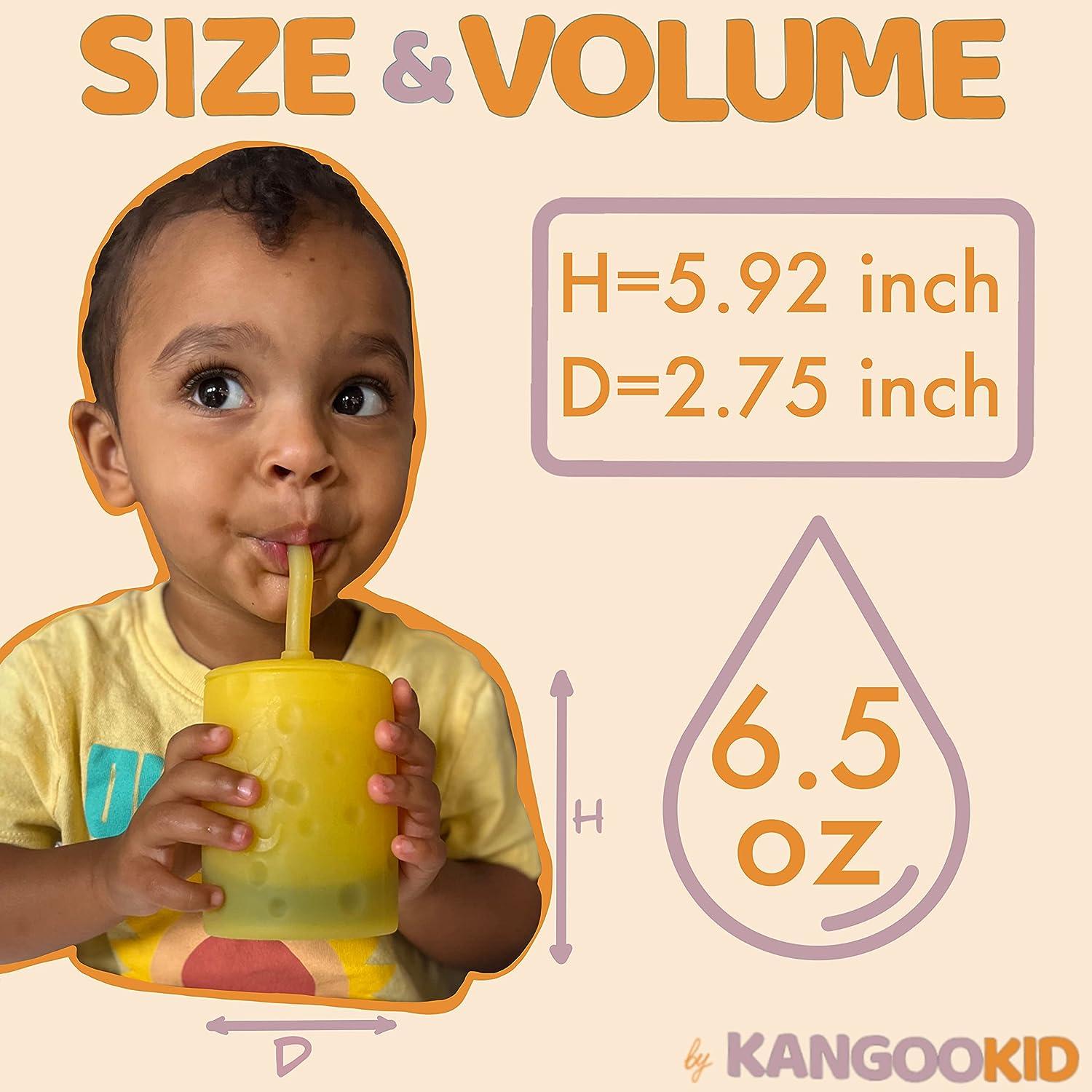 Kangookid Toddler smoothie cup with Unique Built-in Lid Straw, BPA-Free  Silicone Baby Cup with Straw for Toddlers, 6.5 oz Straw cup for 1 year old