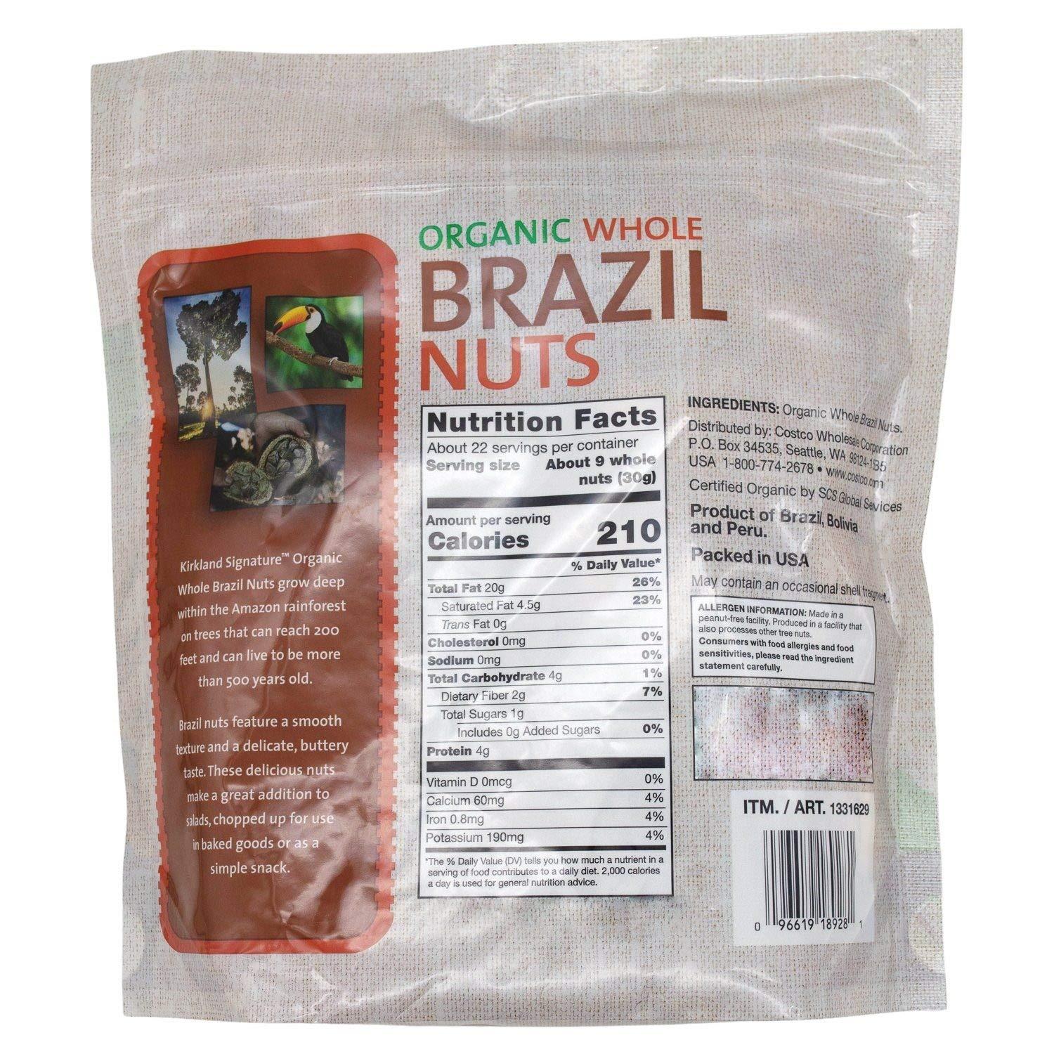 Kirkland Signature Organic Whole Brazil Nuts 1.5 lbs Premium Quality Organic Nuts