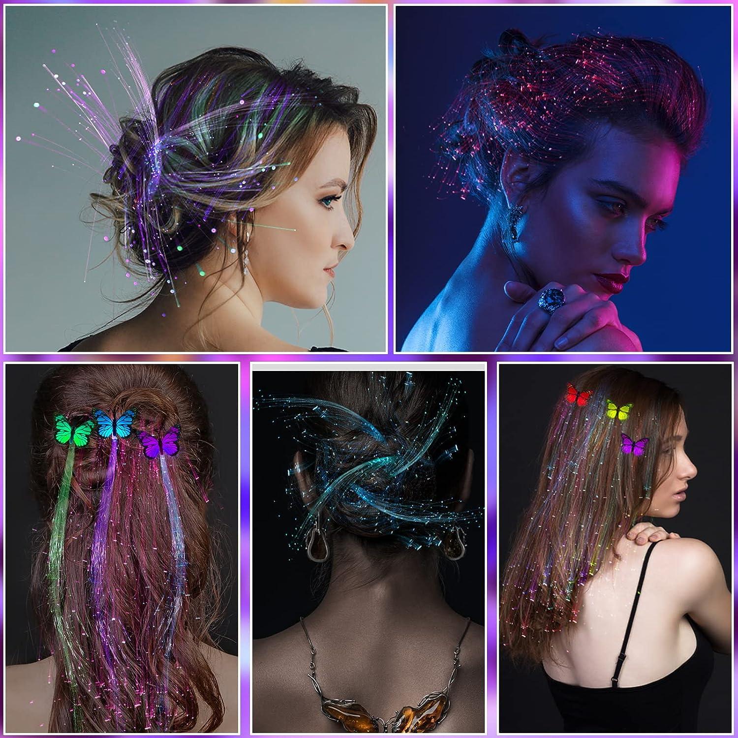15 Pack Led Light Up Fairy Hair Accessories Braid Extension Clips for Women  Girls, Glow in the Dark Party Favors Supplies Neon Rave Accessories Wig