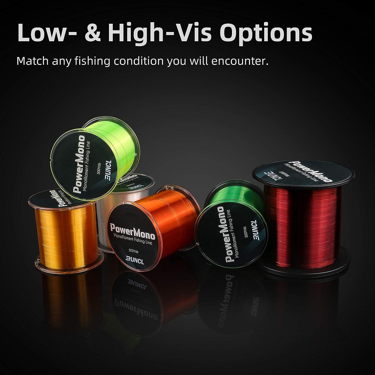 RUNCL PowerMono Fishing Line, Monofilament Fishing Line 300/500/1000Yds -  Ultimate Strength, Shock Absorber, Suspend in Water, Knot Friendly - Mono  Fishing Line 3-35LB, Low- & High-Vis Available F - Yellow  5LB(2.3kgs)/0.18mm/300yds