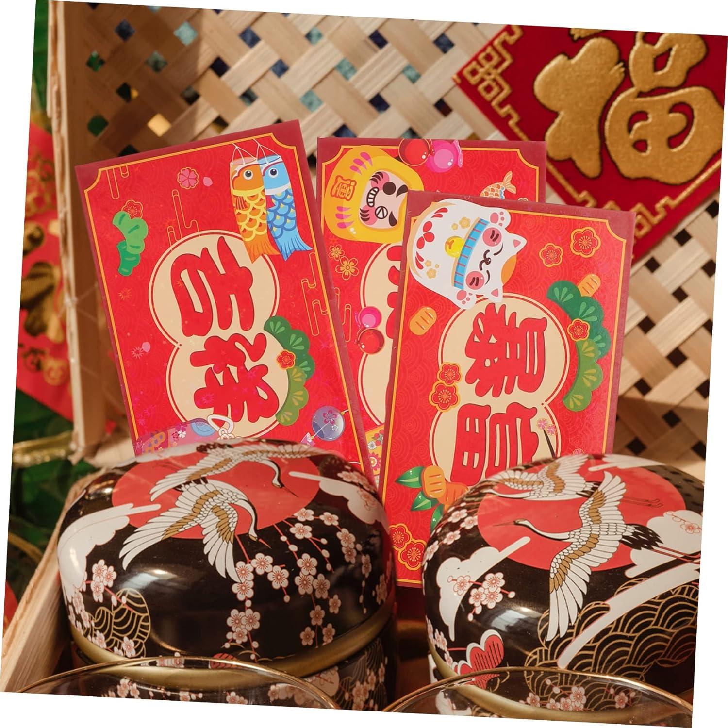 TEHAUX See Envelopes 60 Pcs Japanese Spring Festival Red