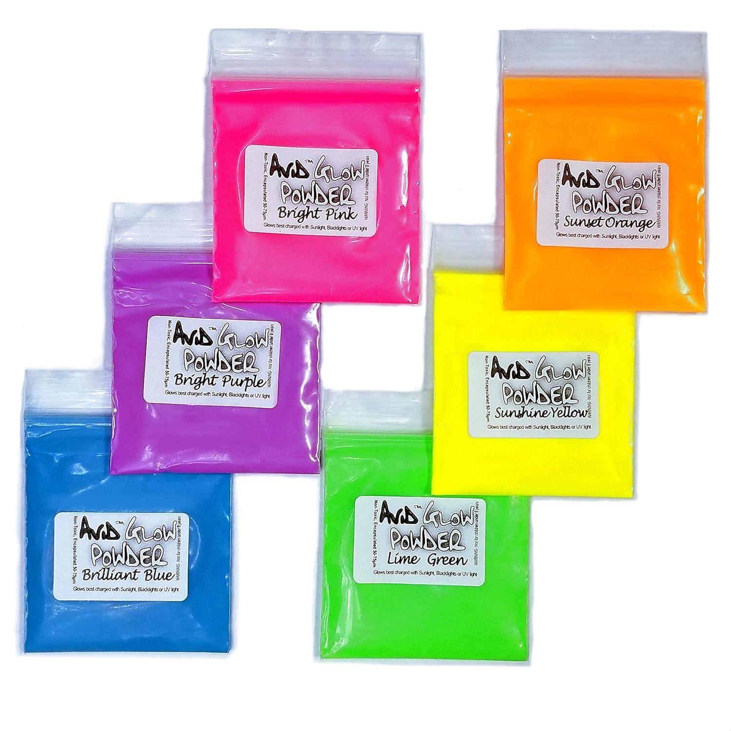 Glow Powder Pigment Variety Colors Fluorescent Pack for Resin