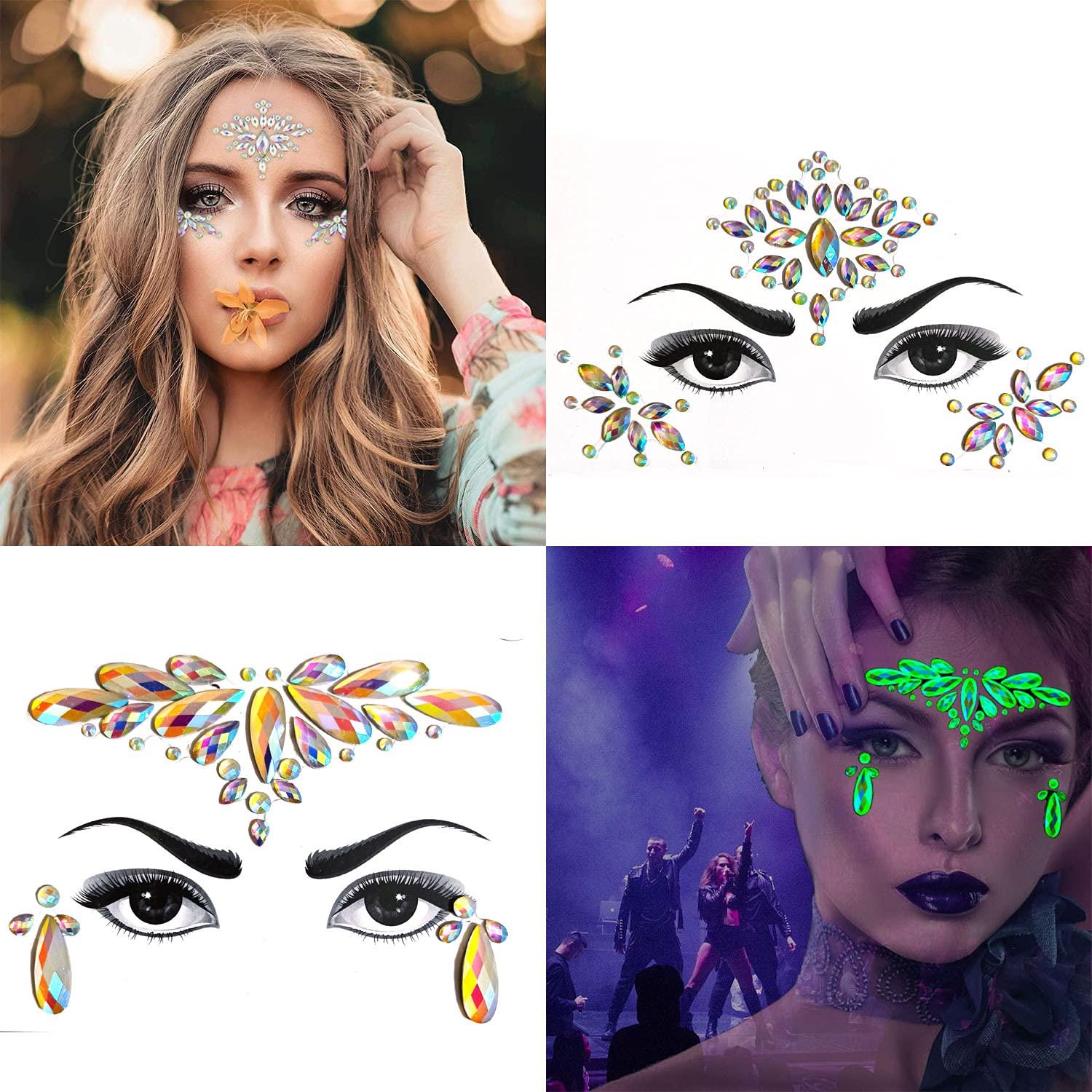 8 Sets Luminous Face Gems Stick on Eyes Body Rave Festival Makeup Glow –  WIDELYTOY