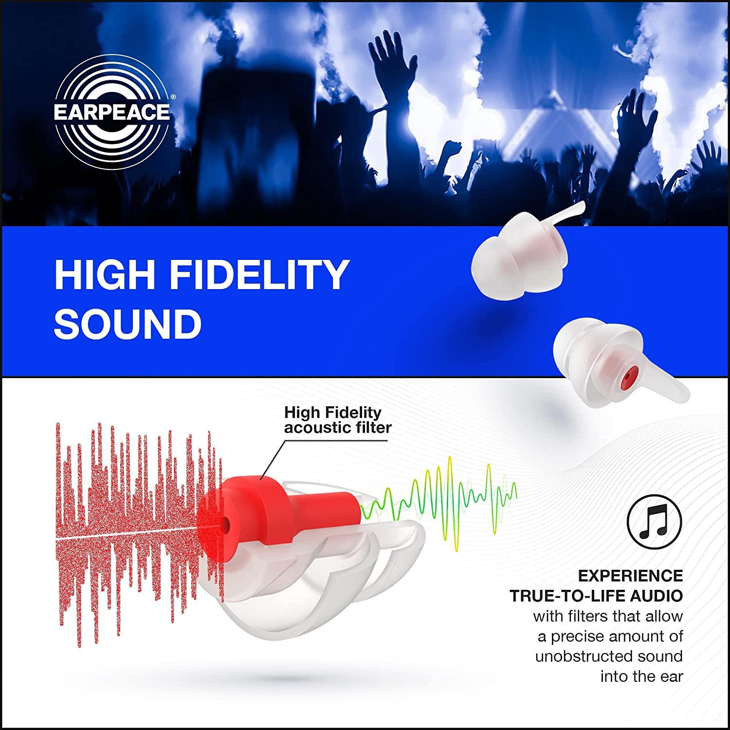 EARPEACE High Fidelity Music Earplugs for Concerts and Events Reusable