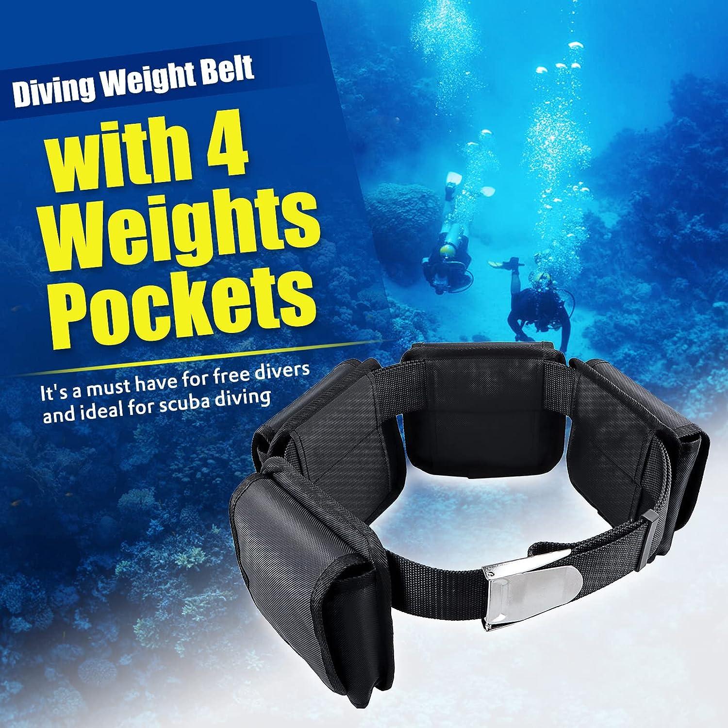 Scuba Weight Belt with Detachable 4 Pockets, QuickRelease Buckle