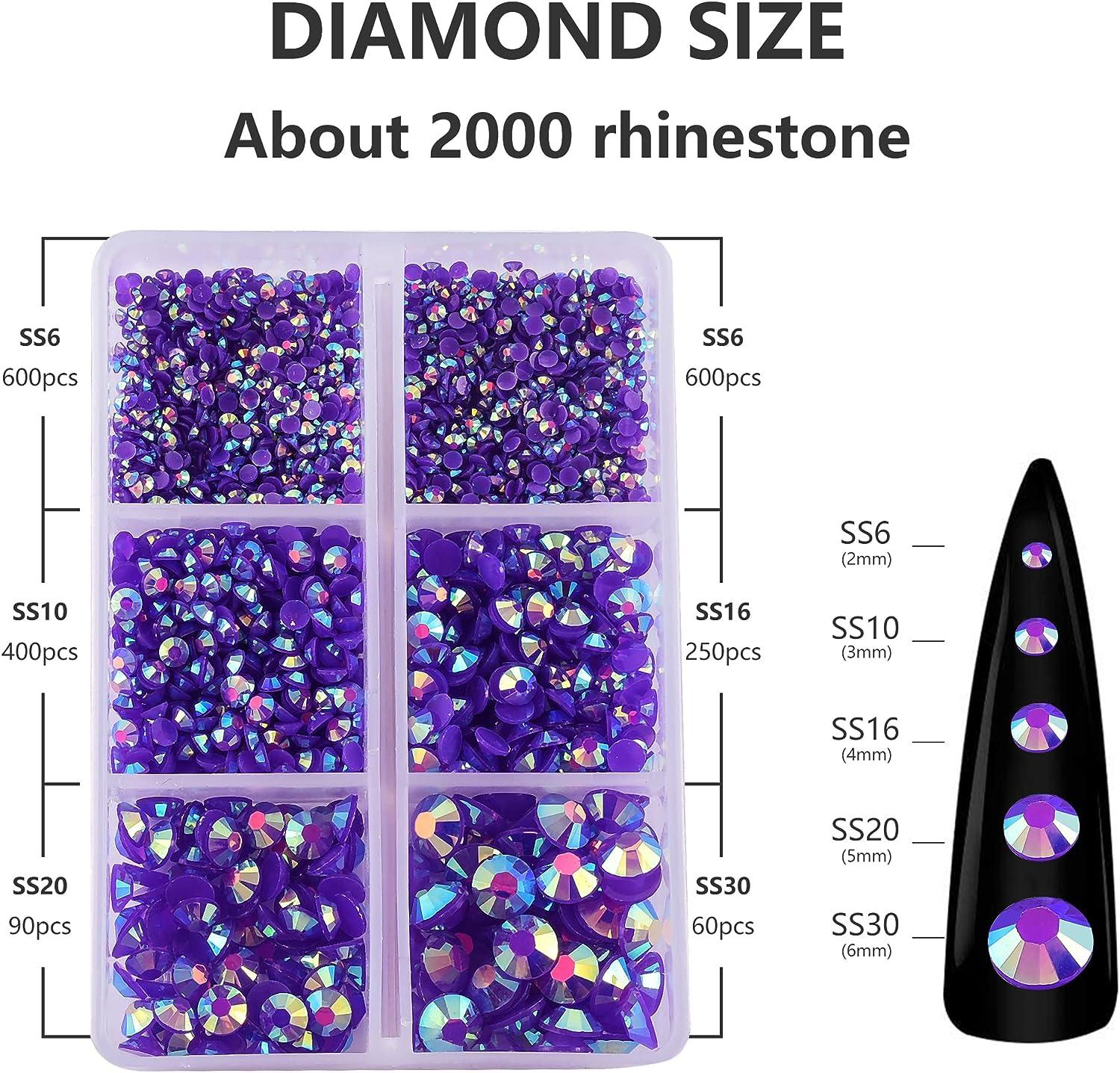 15000 Pcs Purple AB Rhinestones, SS20/5mm Purple Rhinestones Flatback Bulk,  Non-Hotfix Crystal Purple Round Jelly Rhinestones for Crafts Makeup Nails