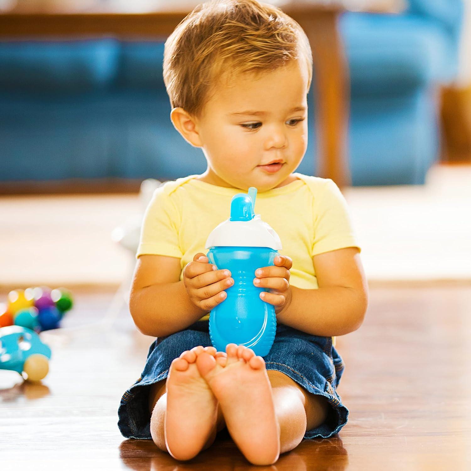 Munchkin Click Lock Flip Straw Toddler Cup 9 Ounce 2 Pack Blue/Green