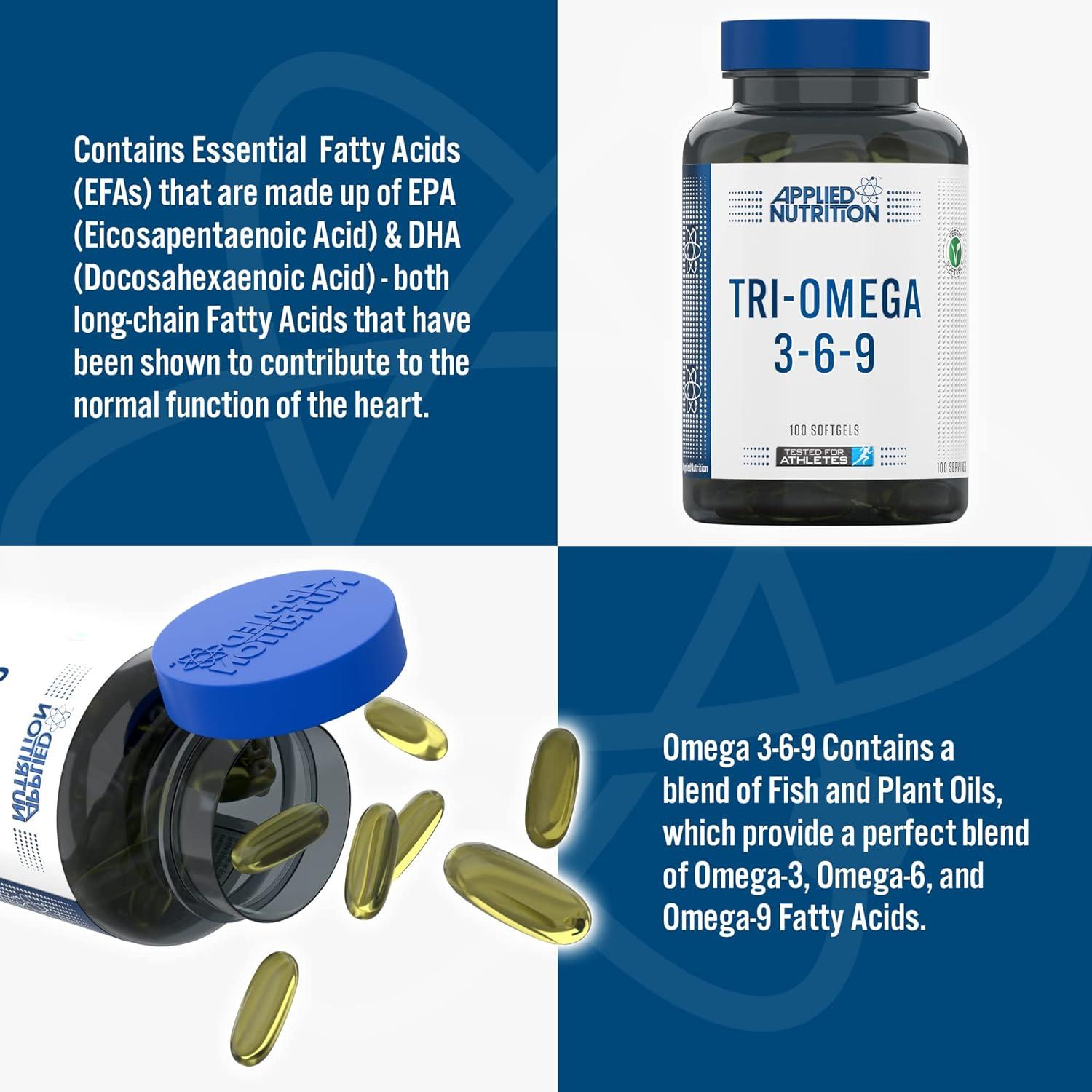 Applied Nutrition TriOmega Omega 3 6 9 Capsules Supplement with EPA