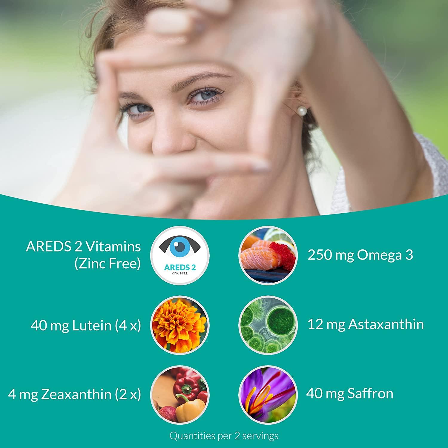 AREDS 2 Eye Vitamins for Macular Degeneration, Dry Eye Lutein 40mg