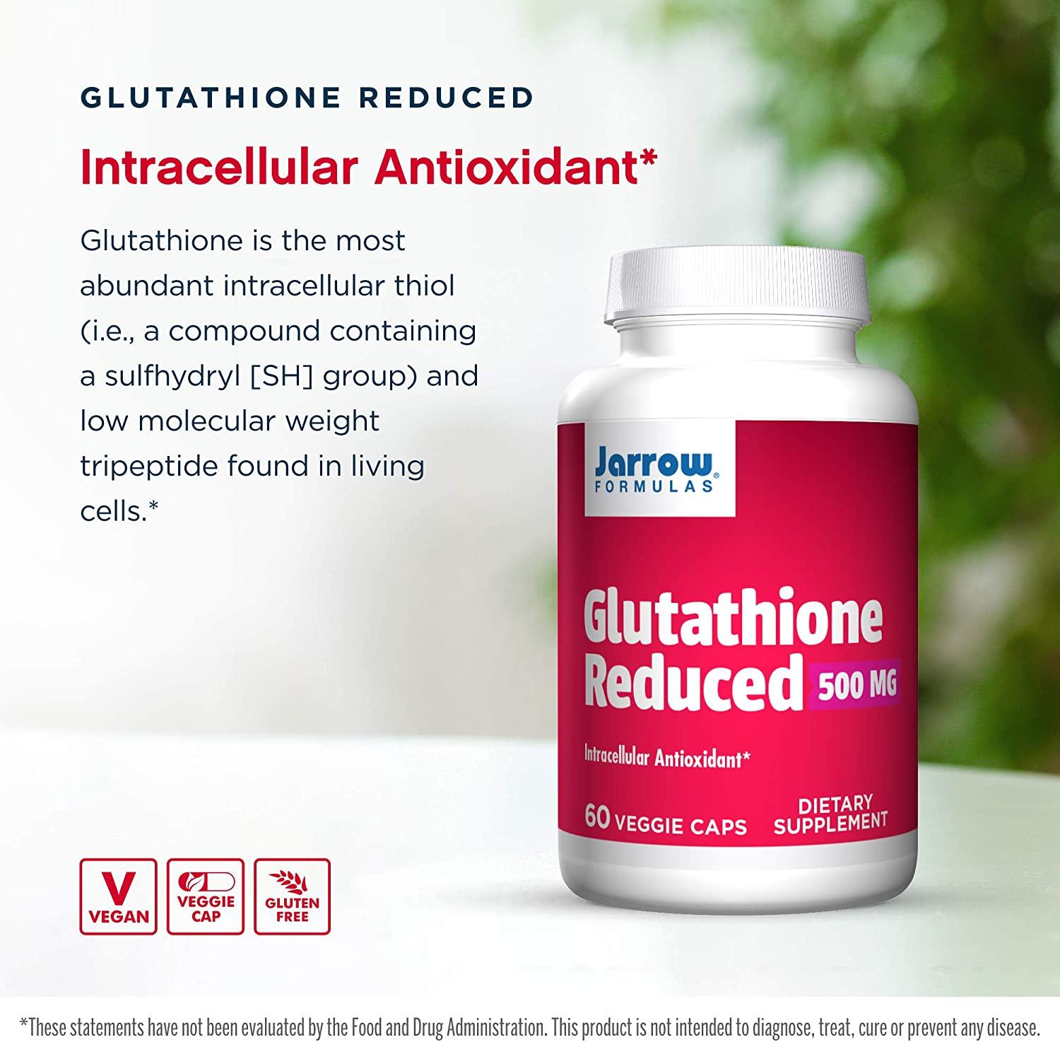 Jarrow Formulas Glutathione Reduced 500 mg - 60 Veggie Caps | Antioxidant  Support | Buy Now with Express International Delivery | GoSupps.com
