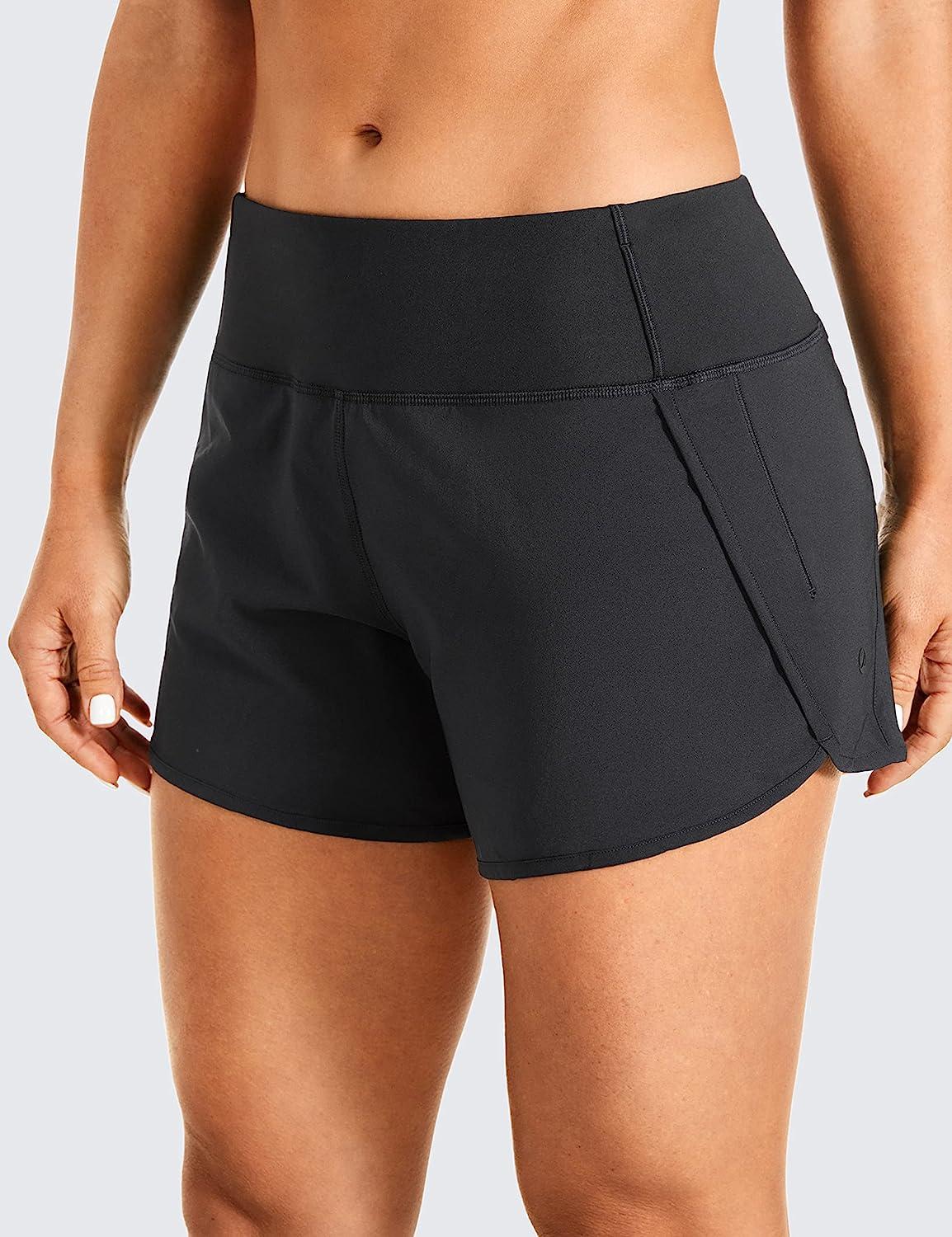 CRZ YOGA High Waisted Workout Shorts for Women - 4'' Mesh Liner Lightweight  Gym Athletic Shorts Running Sport Spandex Shorts Medium Black