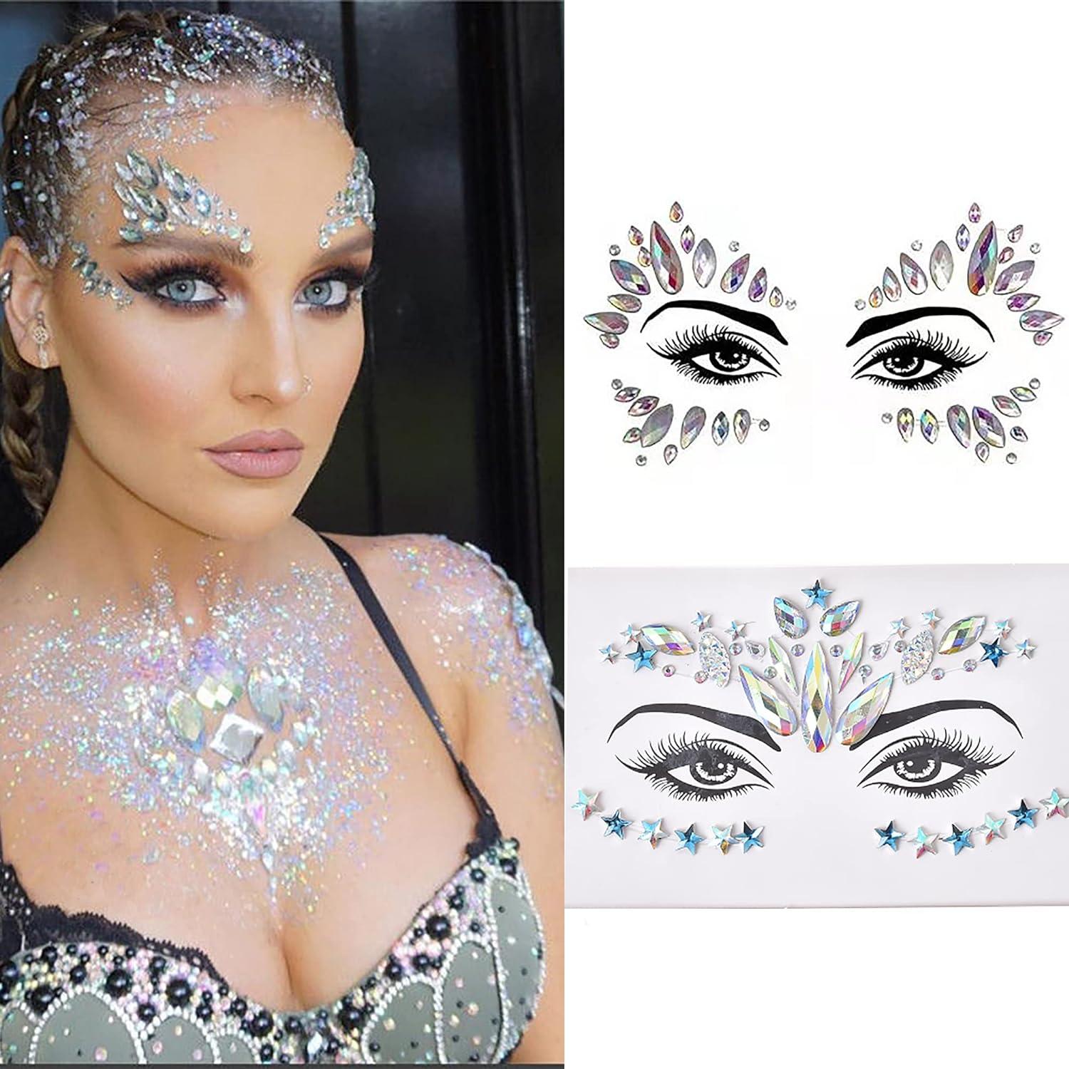 Eseres Face Jewels Stickers Luminous Face Gems Stick On Fluorescent Face  Stickers Pack of 2
