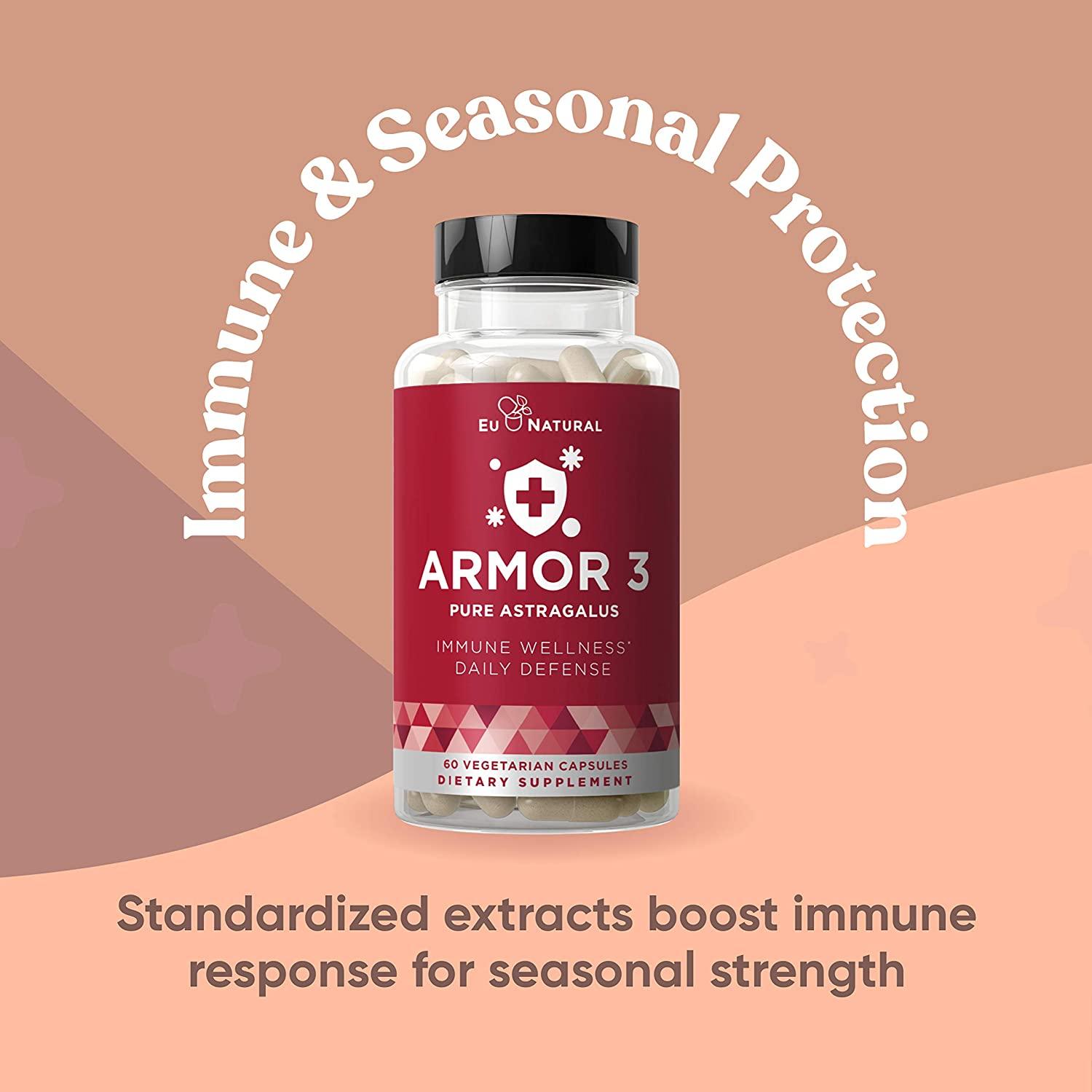 Armor 3 Astragalus Pure 1000 Mg Healthy Immune System Function, Stress Support, Potent Strength