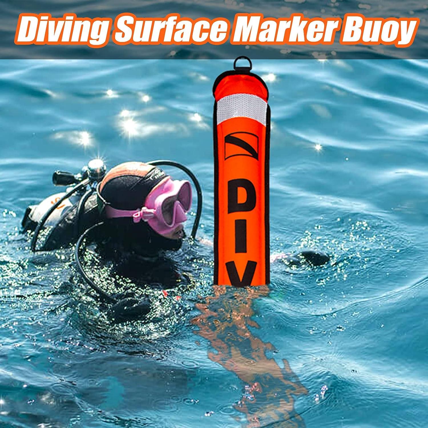 Pluzluce 5FT/6FT Dive SMB Surface Marker Buoy, High Visibility