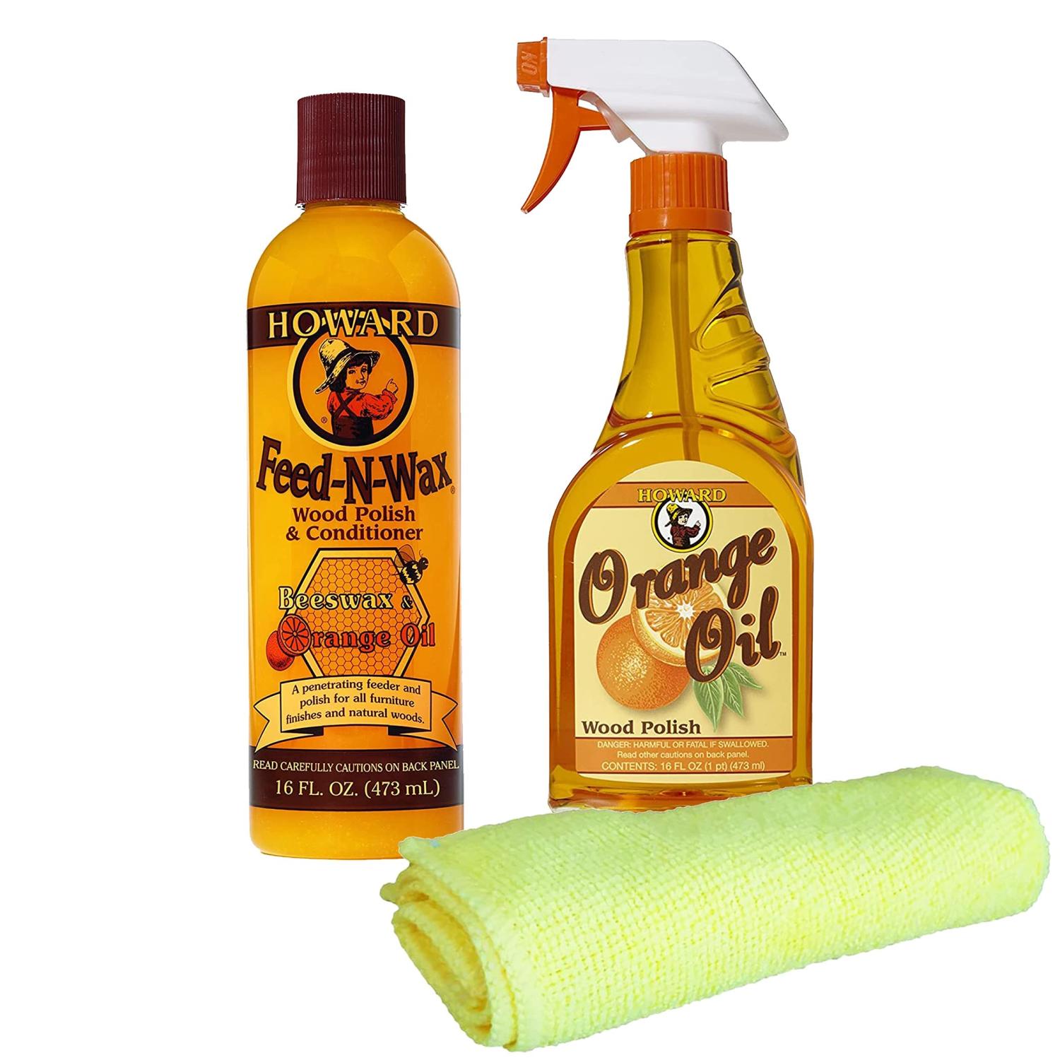 Howard Feed N Wax Wood Polish and Conditioner, and Howard Orange Oil Wood Polish, Wood Furniture