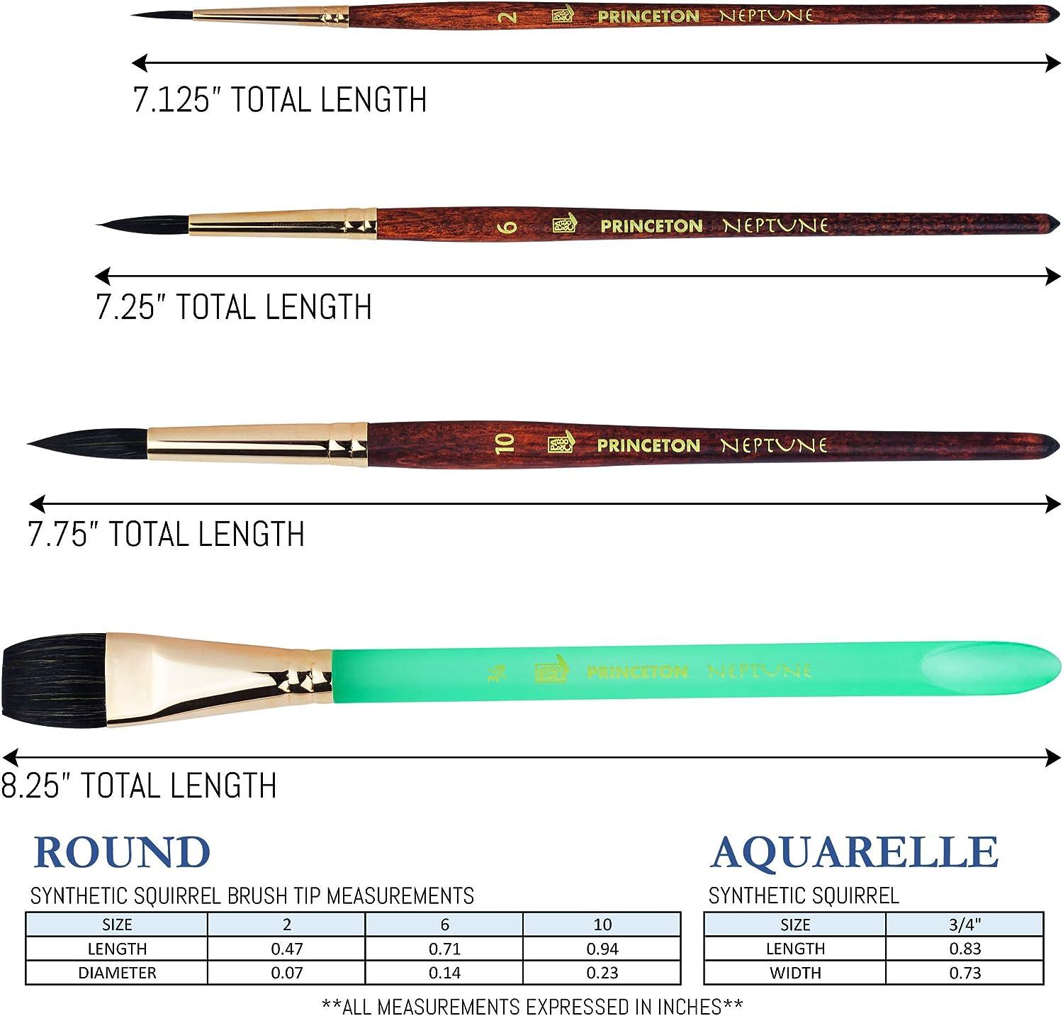 Princeton Neptune Watercolor Brushes 4750 Series 4pc Soft Synthetic