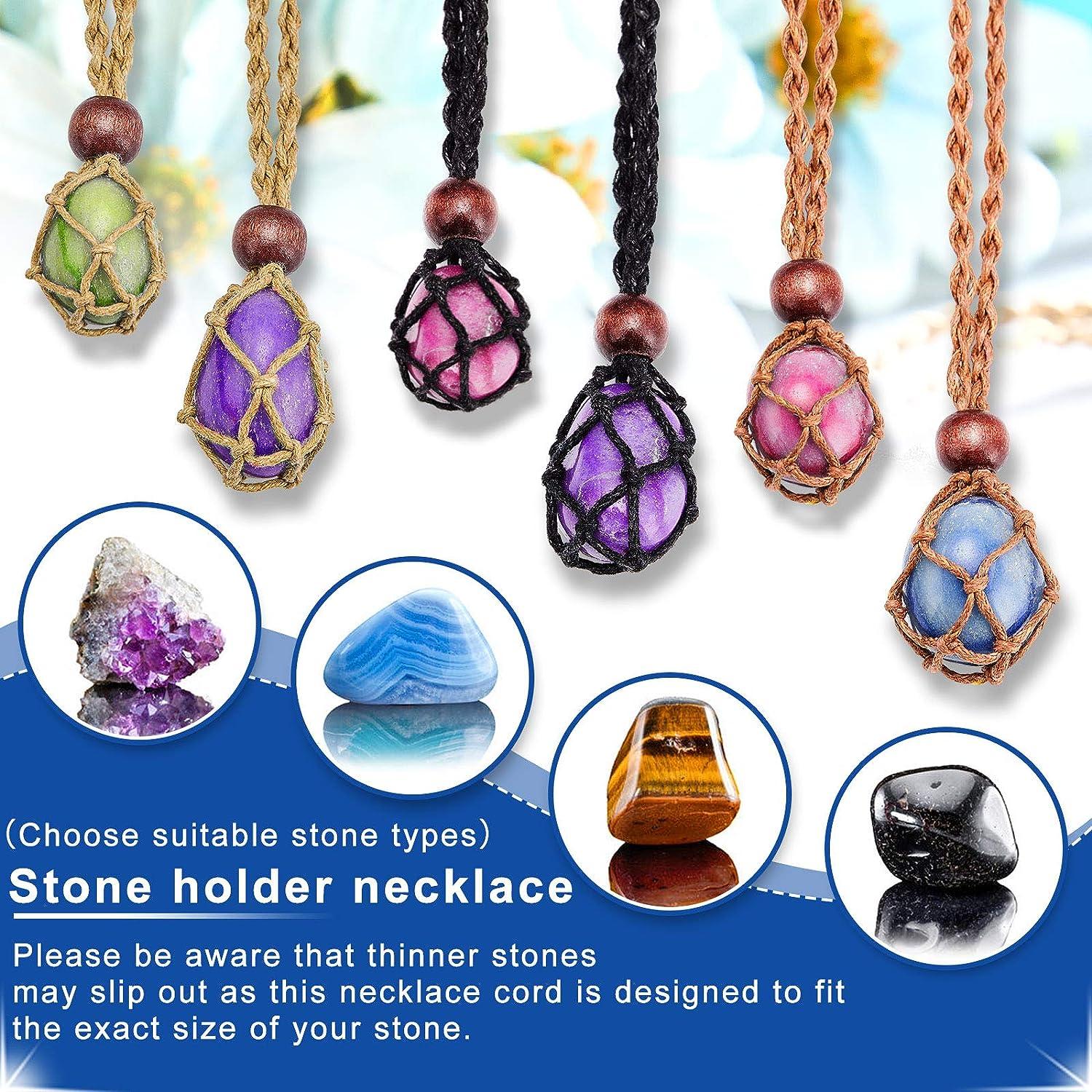 6 Pieces Necklace Cord Empty Stone Holder Stone Necklace Cord Adjustable  Necklace Holder DIY Quartz Crystal Necklace Cord Jewelry Making Supplies