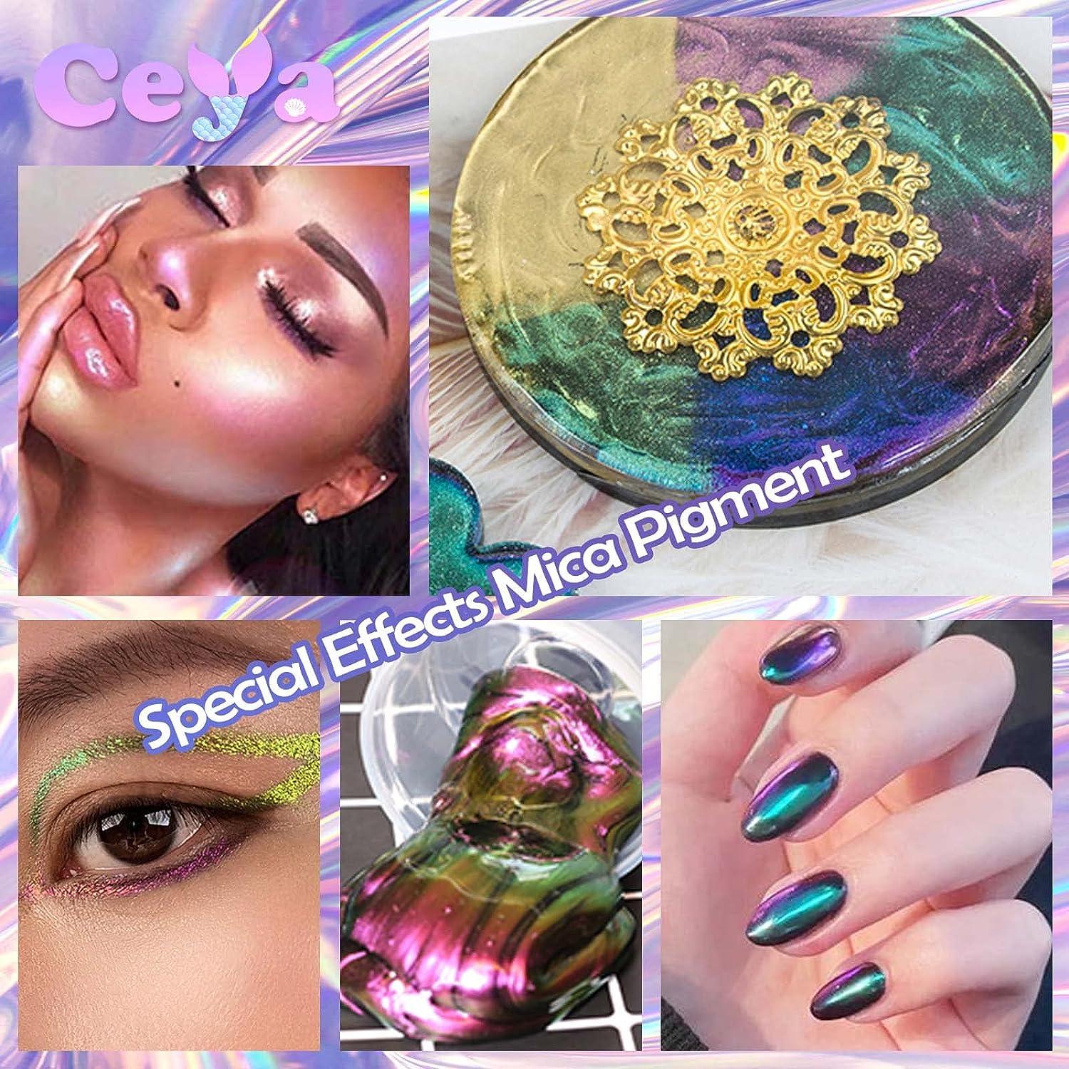 Ceya Chameleon Mica Powder, 1.8oz/ 50g Aurora Chrome Nail Powder, Cosmetic  Grade Pearlescent Effect Color Shift Pigment for Epoxy Resin, Makeup, Nail  Polish, Soap Dye, Candle Making, Craft,Slime,Paint